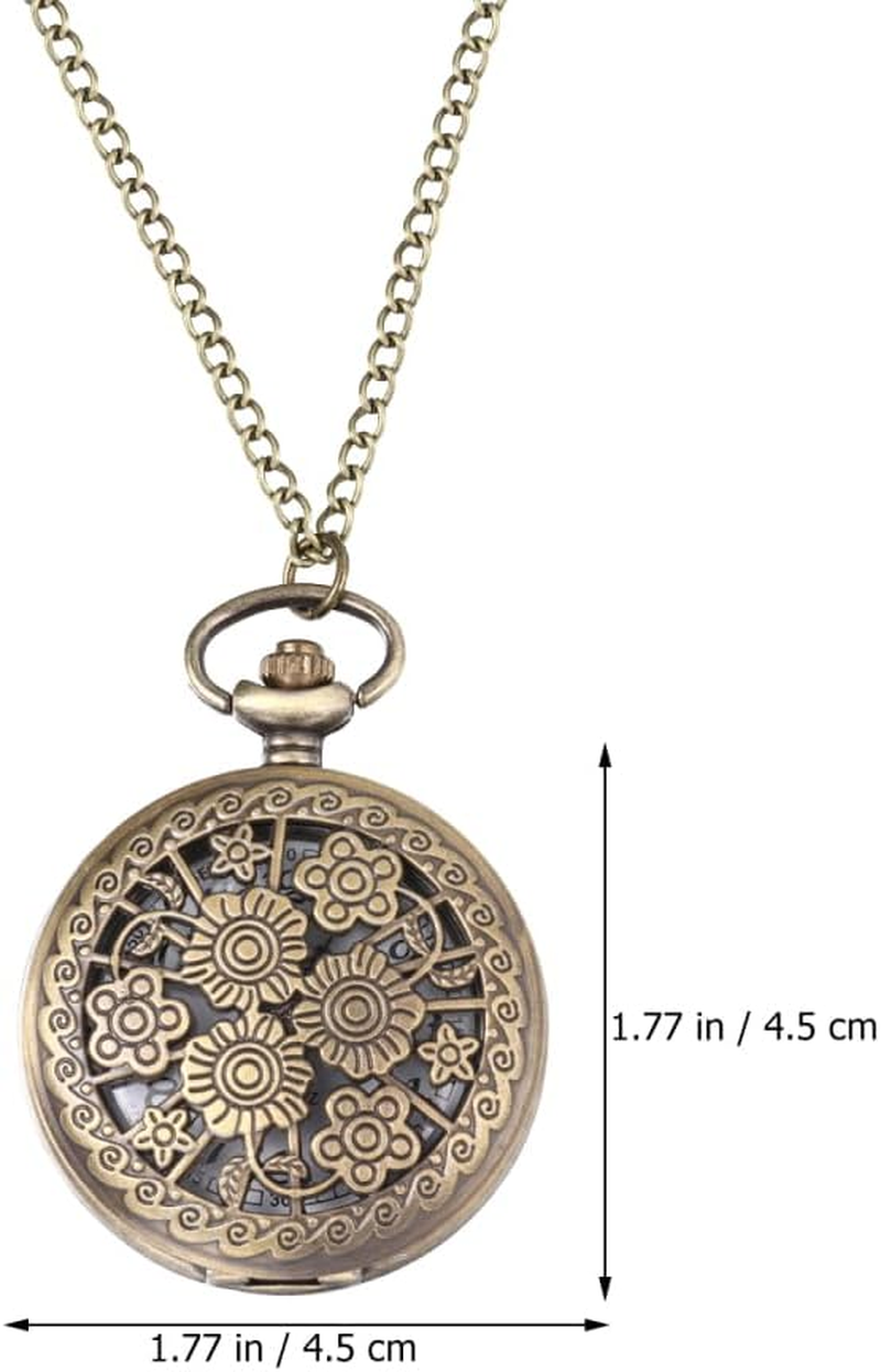 Gatuida 1Pc Retro Pocket Watch Zinc Alloy Hollowed-Out Quartz Watch Chain for Fashion Statement