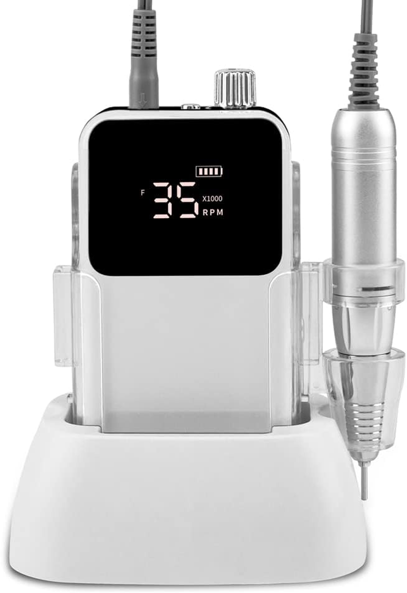 KIARA SKY Nail Drill-Portable Professional Drill-Electric File-Polishing, Removal-For Salon Home (Premium Brushless Motors, White) image number 1