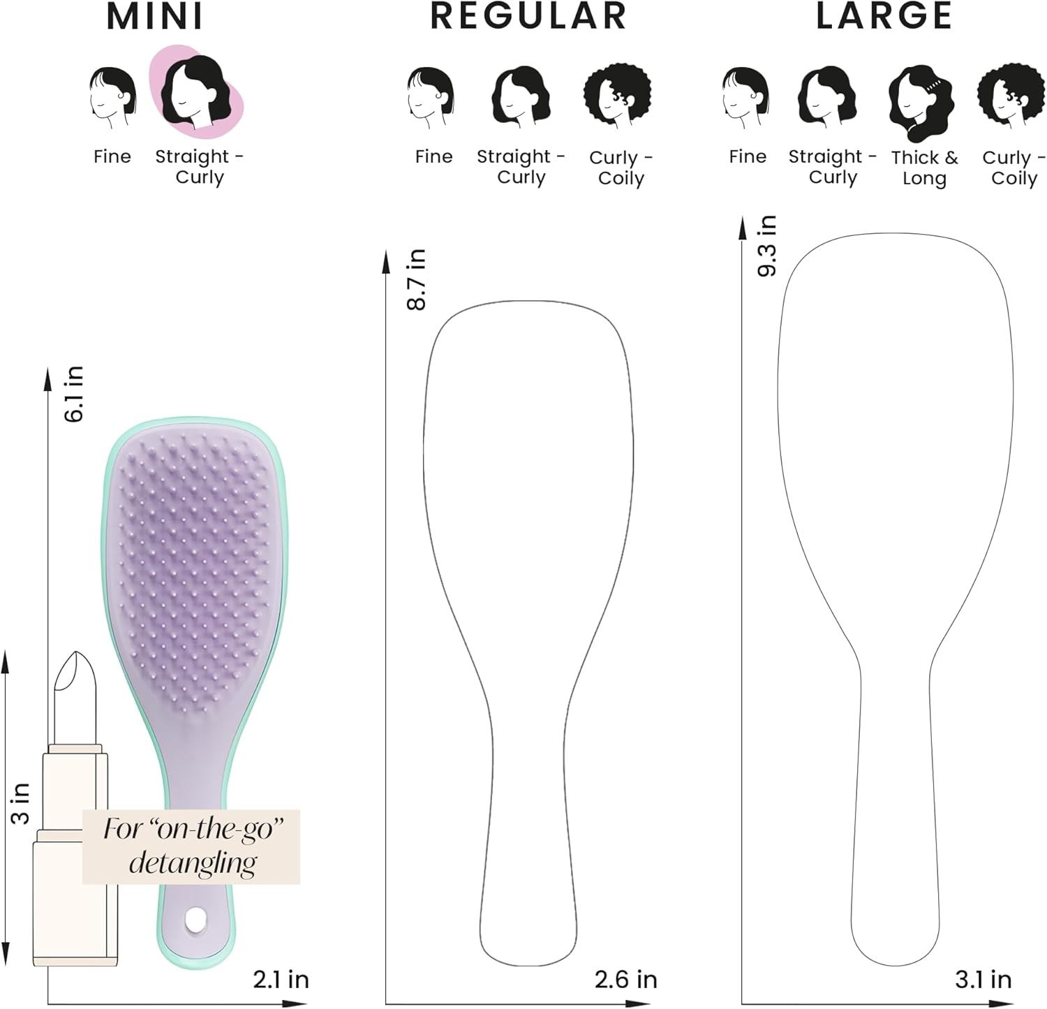 Tangle Teezer the Ultimate Mini Detangler Hair Brush, Gentle on Wet Hair, Two Stage Teeth and Comfortable Handle, Ideal for Kids and Travel, Reduces Knots and Breakage, Wisteria Leaves image number 6