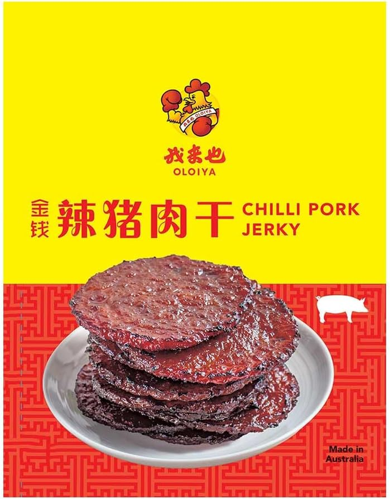 OLOIYA Chilli Pork Jerky On-The-Go Work, Trip Snack, Spicy Meat Snacks for Lunches Ready to Eat Snack - 7.9 of Protein, 190G image number 3