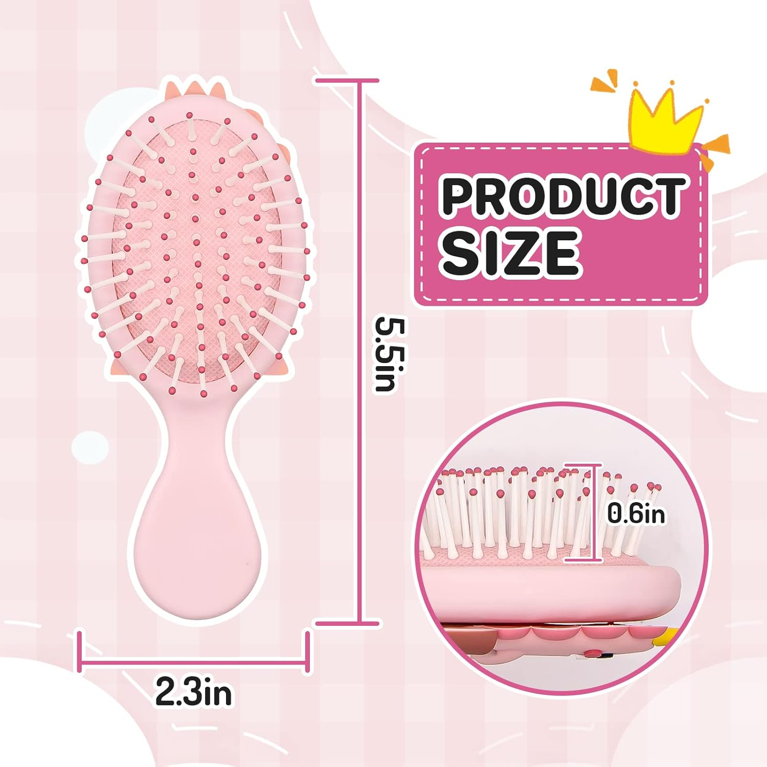 Toddler Detangler Massage Hair Brush with Air Cushion for Thin Kids Hair - Pink - 2.Pink image number 3