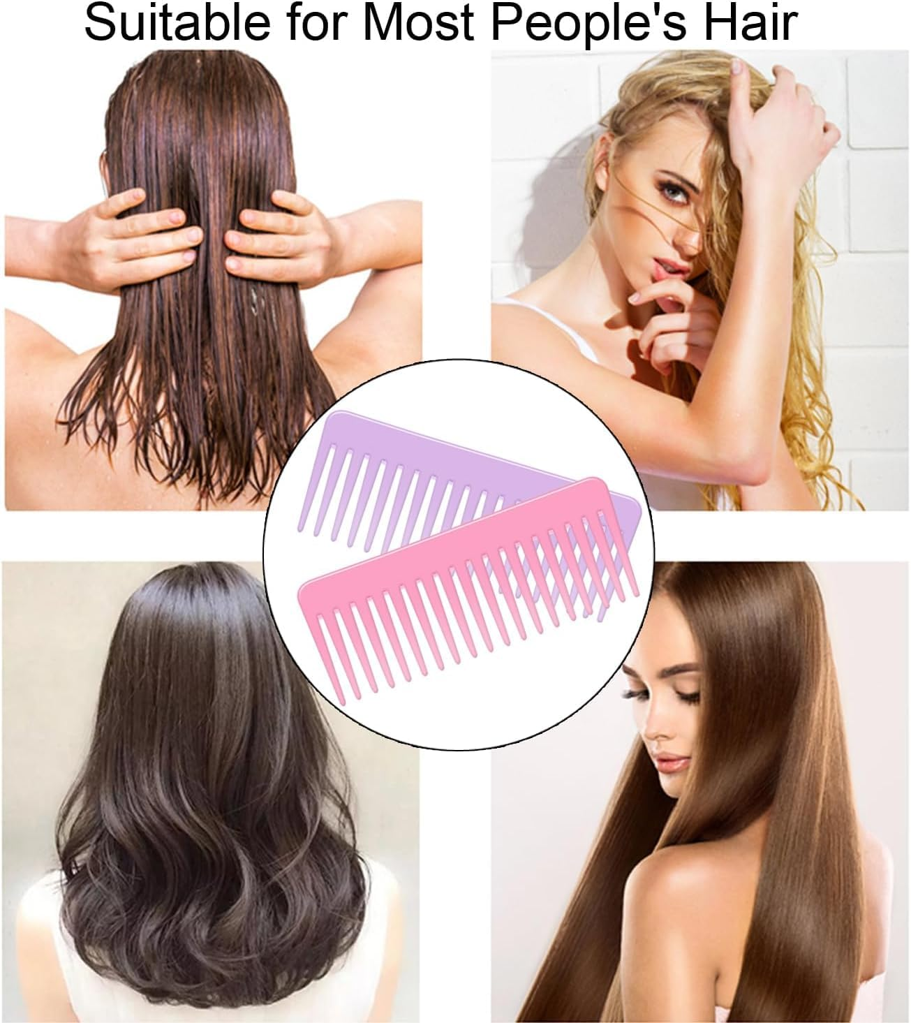 2 PCS Wide Tooth Detangling Comb for Long, Curly, Wet Hair - No Handle Styling, Shampoo & Detangling Comb (Style1, One Size) image number 1