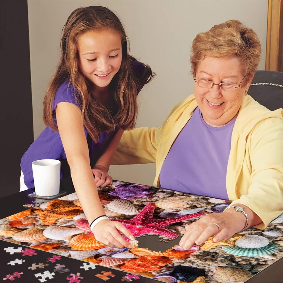 HUADADA Jigsaw Puzzles for Adults 1000 Pieces, Puzzles for Adults 1000 Piece, Challenging Game Toys, Impossible Puzzle, Family Decoration Puzzle - Starfish Walking image number 1