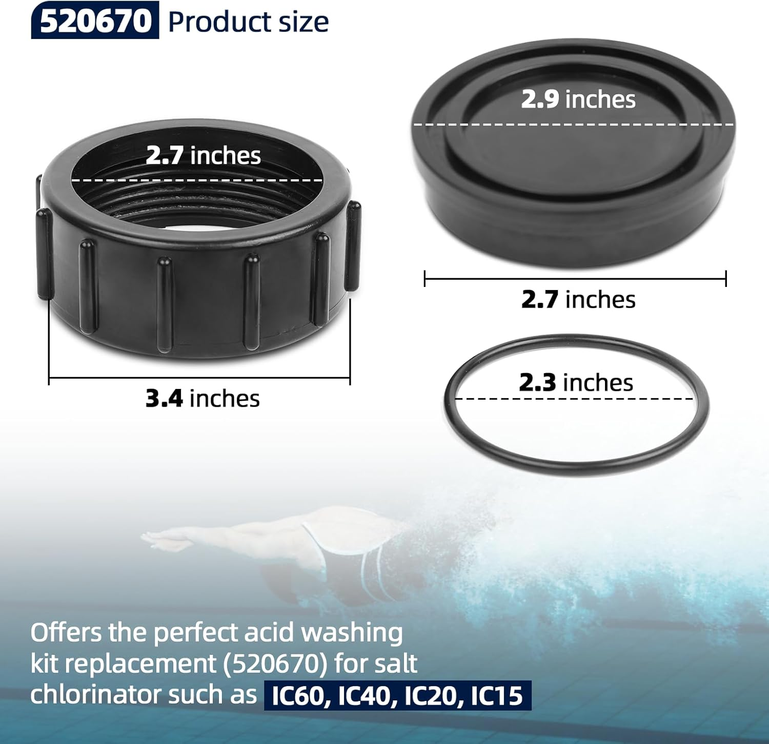 AR-PRO 520670 the Exact Acid Washing Kit Replacement for All Pentair Intellichlor Salt Chlorinator Models| Made of Premium, Heavy Duty Plastic - Improving the Parts Lifespan by 50% image number 2