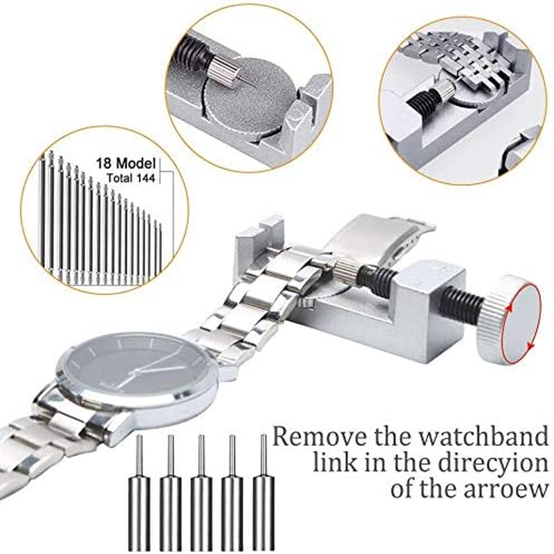 185Pcs Watch Repair Tool Kit, Dabobo Watch Upgraded Version Watches Tools Kits Battery Replacement Watchband Link Remover Adjustment Watch Back Removal Opener Spring Bar Repair with Carrying Case & Manual image number 4