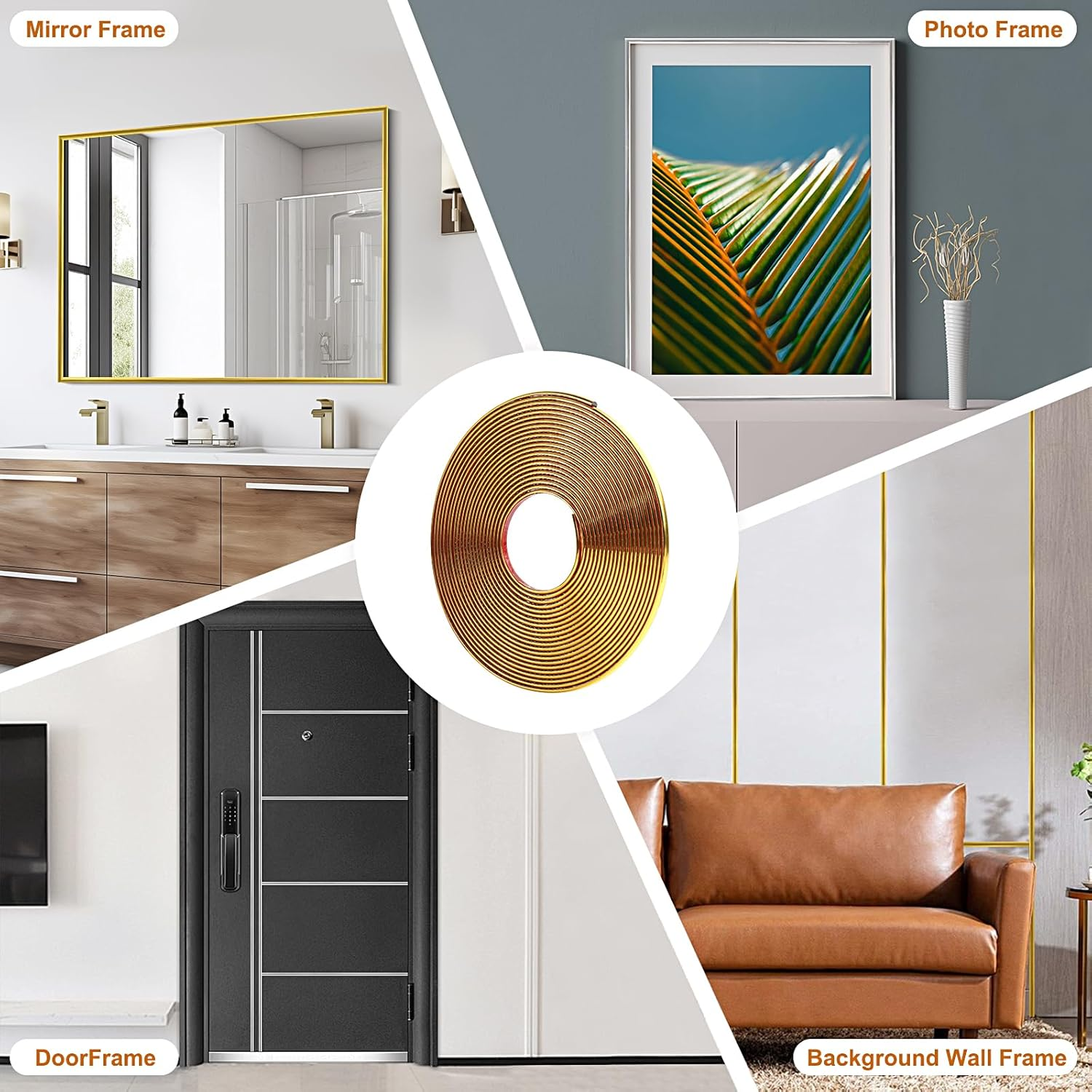 1000Cm Flexible Peel and Stick Moulding Trim Shiny,Self Adhesive Tile Trim Waterproof,Soft Edging Strip,Corner Trim Wall Trim for Wall,Mirror,Ceiling, Tile Edge, Door and Wardrobe（8Mm - Silver） image number 3