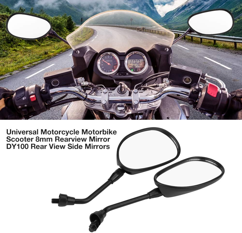 Motorbike Handle Bar Mirror, Clear Vision 1 Pair Motorcycle Rear View Mirrors Collision Resistance Left Right Universal for Modification image number 4