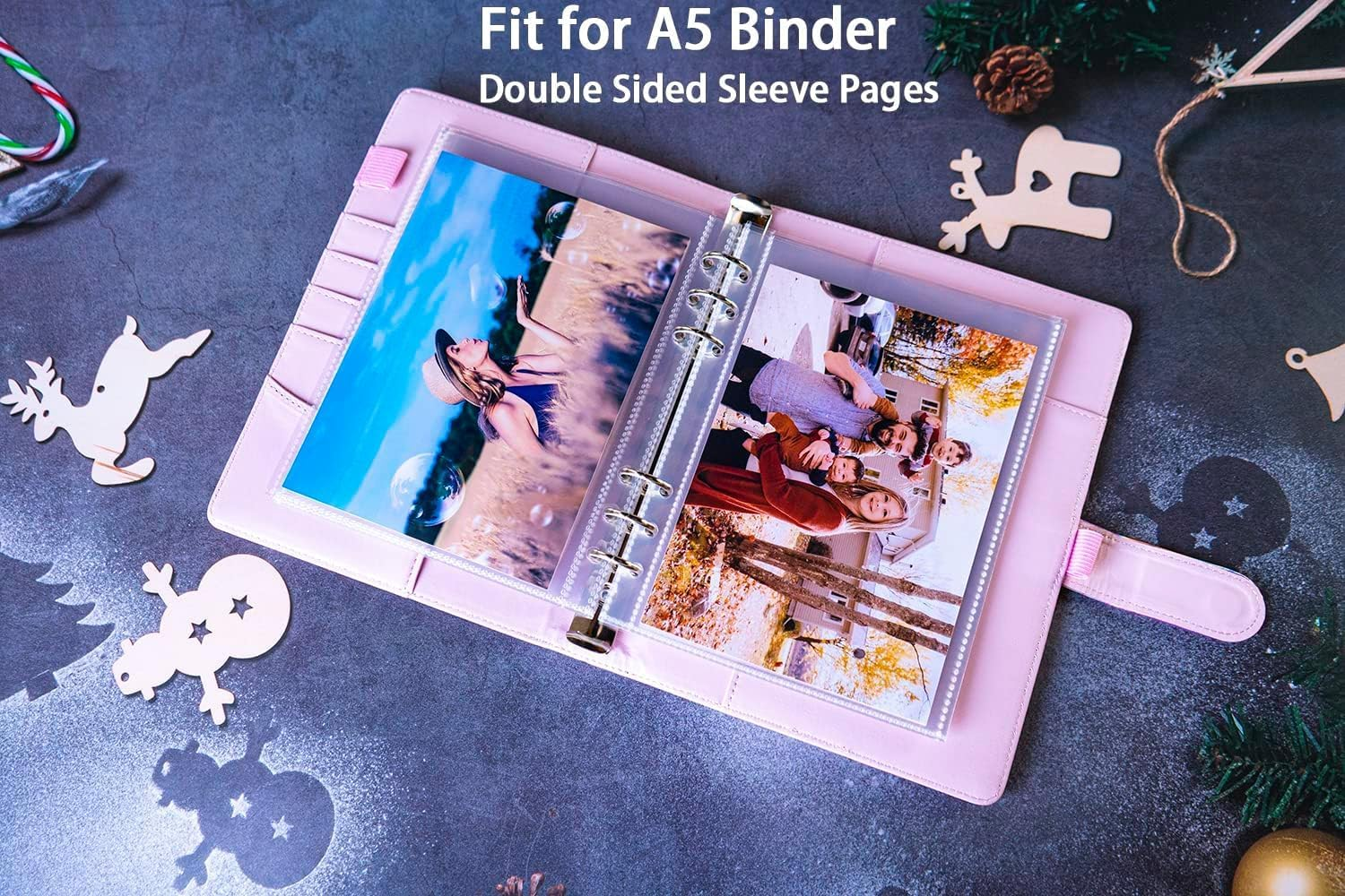 10 Pack 20 Pockets Ultra-Clear Photocard Sleeves for 6 Ring A5 Binder, Double-Sided 1 Pocket Photo Pages, Top Loading Sheet Protector for Photos, Postcards, Seed Packets image number 1