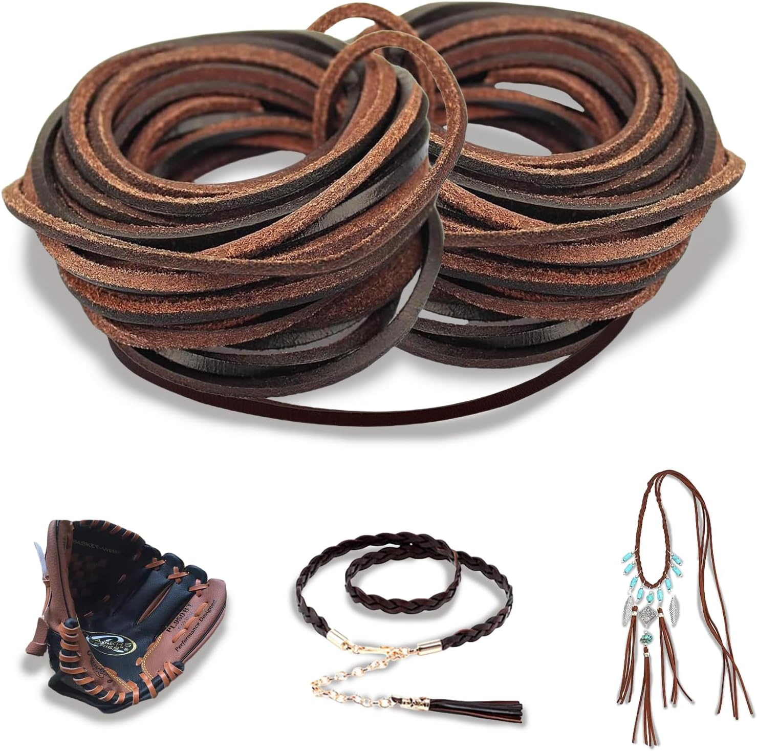 Rylaxzon Leather String for Bracelet Necklace Beading DIY Handmade Crafts, 3Mm Cord for Jewelry Making, Leather Necklace Cord, Garden Tools, Dark Brown for Toys, Woven Bags and DIY Bracelets, Braiding image number 3