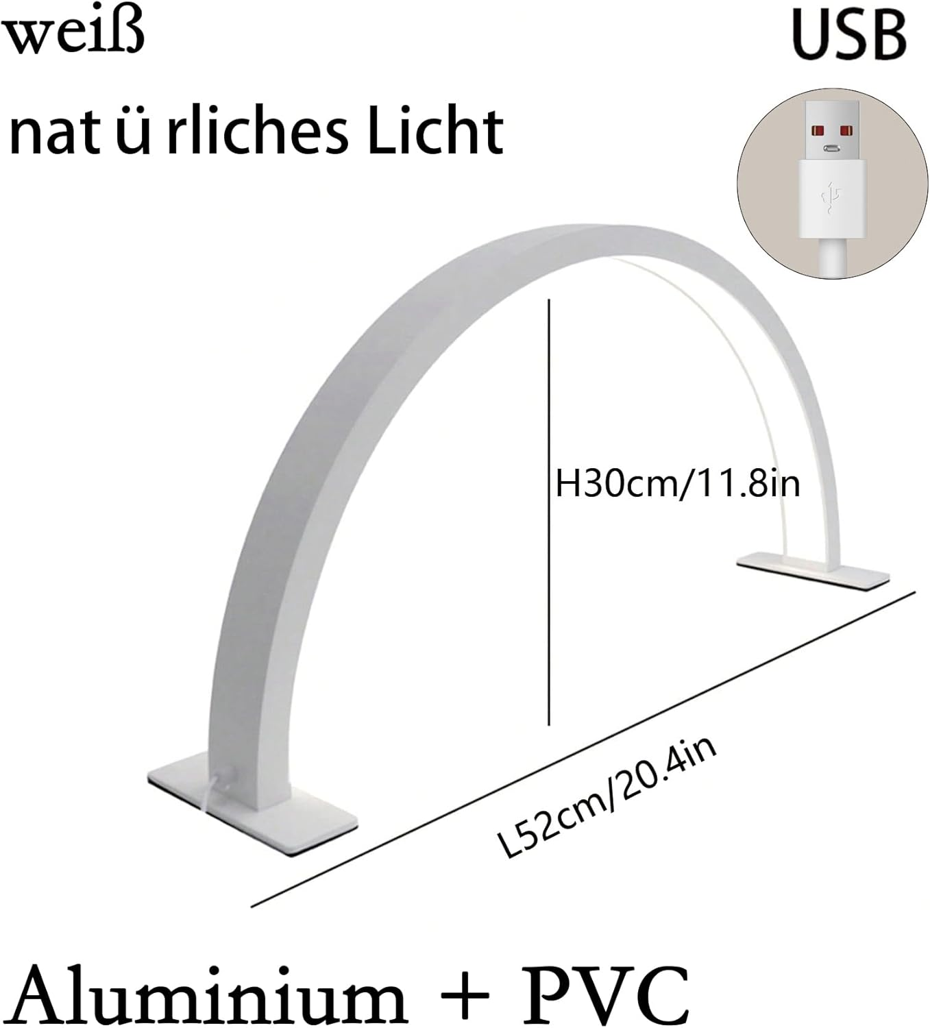 Aipaite L52 Cm (20.47 Inches), H30 Cm (11.81 Inches) Crescent Moon Lamp, Eyelash Cutting Table Lamp, Reading Lamp, Nail Lamp for Nail Table, Interior Lighting Table Lamp, Nail & Face Care Desktop image number 4