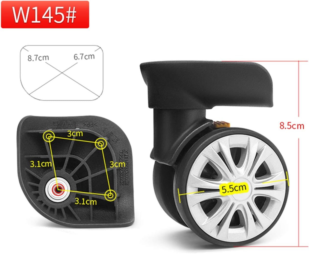 Suitcase Wheels,Suitcase Wheels Replacement a Pair Spinner 360 Rotation Wheel Replacement Luggage Wheels for Suitcases Travel Case Repair (YF-W145) image number 1