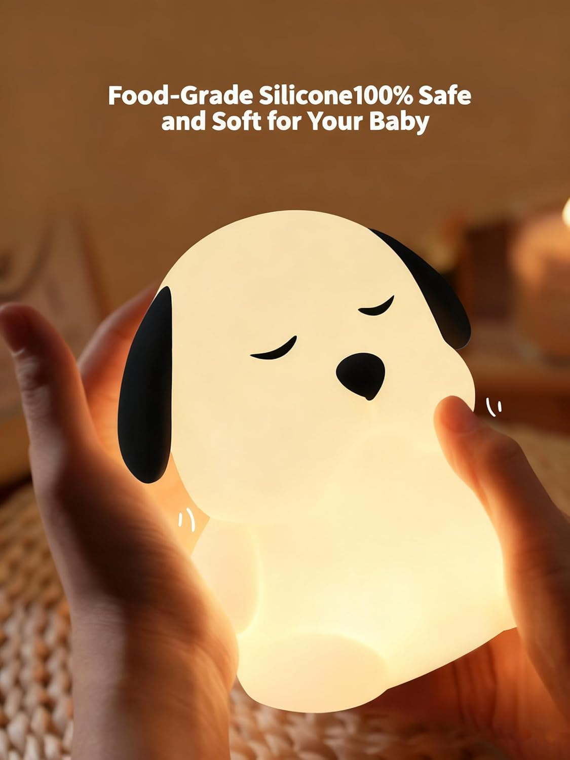 Dog Night Light, Cute Animal Soft Silicone LED Touch Lamp with Dimmable and Timer, Portable Rechargeable Nursery Toddler Feeding Room Bedside Decor Best Birthday Gifts for Baby Girls Boys Women image number 6
