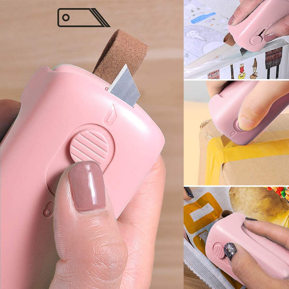 Mini Portable Bag Sealer, Handheld Heat Sealer, 2 in 1 Kitchen Sealing Household Machine and Cutter, Bag Resealer Heat Seal for Chip Bags, Plastic Food Storage Bags, Snack & Cereal Bags (Pink) image number 2