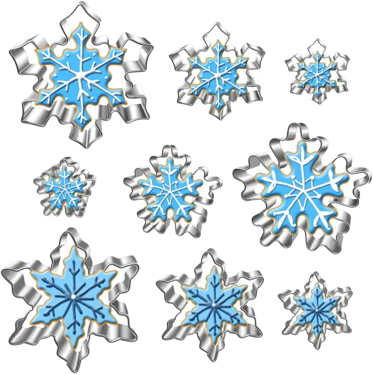 Snowflake Cookie Cutter Set-9 Pieces-1.2" to 4"-Christmas Cookie Cutters-Snowflake Cutter Fondant Baking Molds for Cake Cupcake image number 6