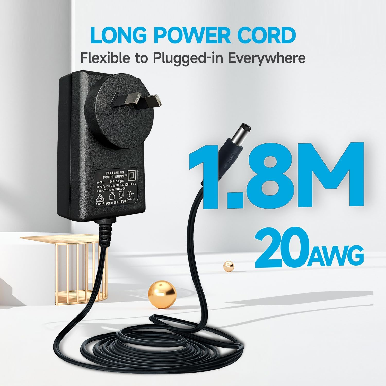 2Pack AC 100-240V to DC 12V 2A/2000Ma Power Supply Adapter, 24W Adapter for LED Strip Lights, Keyboard, BT Speaker, Router, Monitor, Webcam, DVR, NVR, CCTV Camera, SAA FCC Certified image number 1