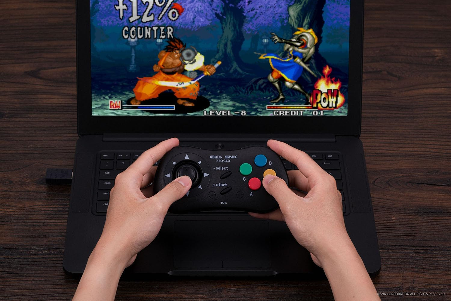 8Bitdo NEOGEO Wireless Controller for Windows, Android, and NEOGEO Mini with Classic Click-Style Joystick - Officially Licensed by SNK (Kyo Kusanagi Edition) image number 3