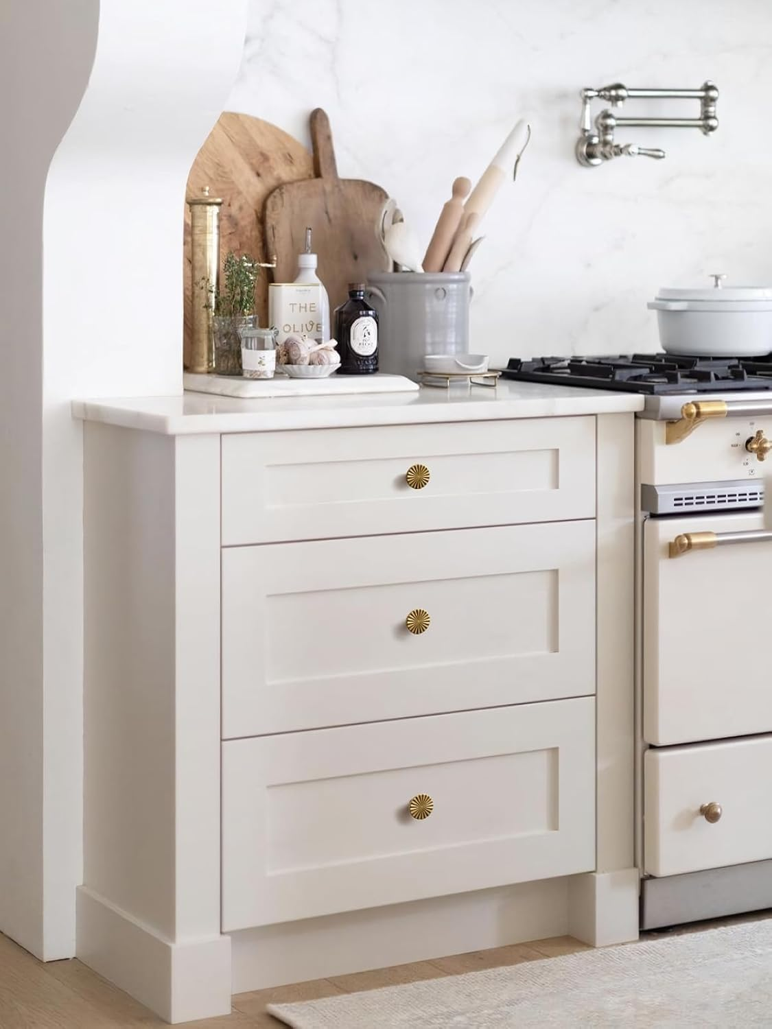 Phoselpida Antique Brass Cabinet Knobs, Vintage Sunburst Design, 30Mm, Set of 10, Zinc Alloy Drawer Pulls with Hardware image number 6