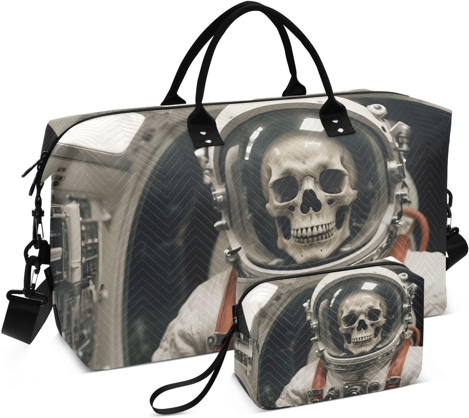 XYMZR Large Travel Duffel Bag, Astronaut Skeletonin Sports Tote Gym Bag, Shoulder Weekender Overnight Bag for Women Men, Carry on Luggage with Toiletry Bags, Multi-Colored, Multi-Colored image number 3