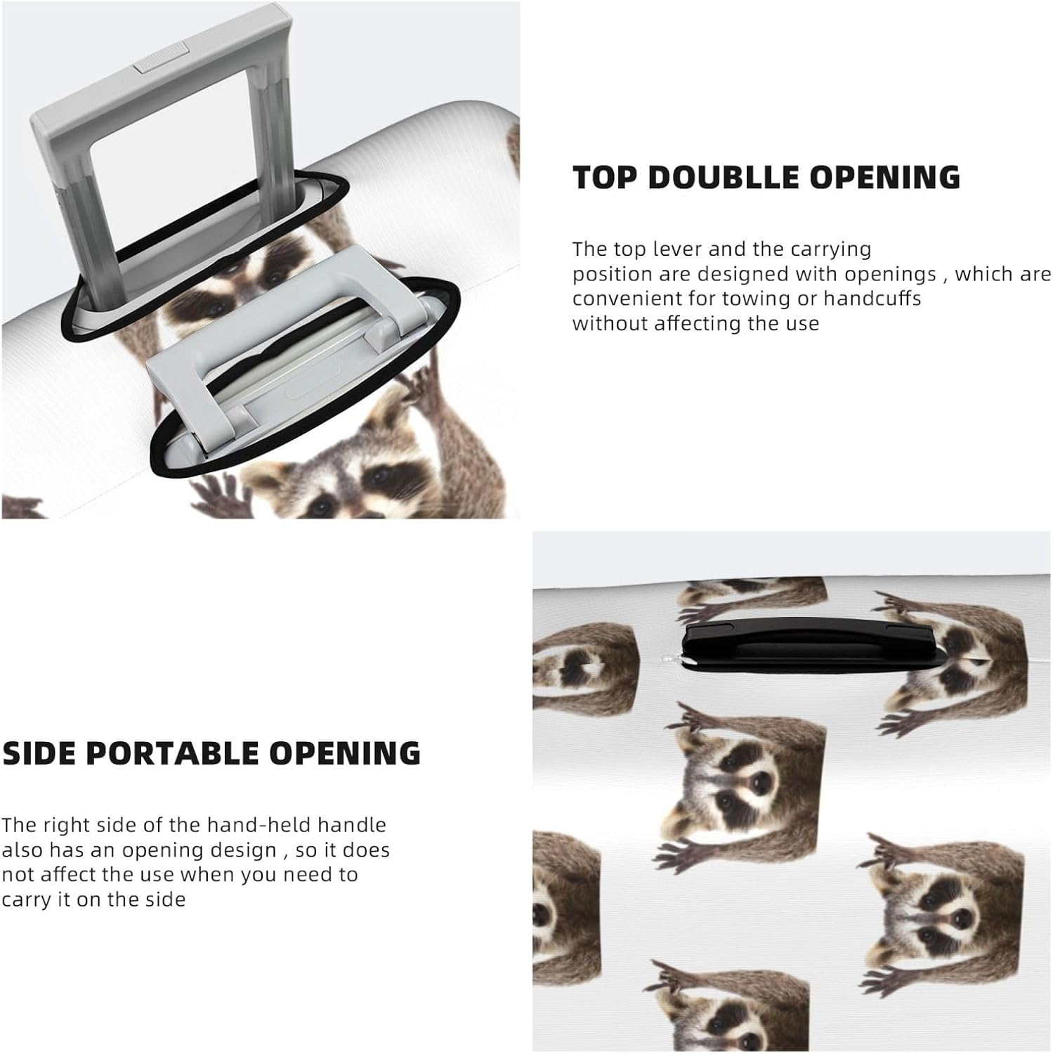 Obabo Butterfly Purple Travel Luggage Cover,Washable Suitcase Cover Protector Anti-Scratch Suitcase Cover Fits 18-32 In, Racoons, X-Large image number 1