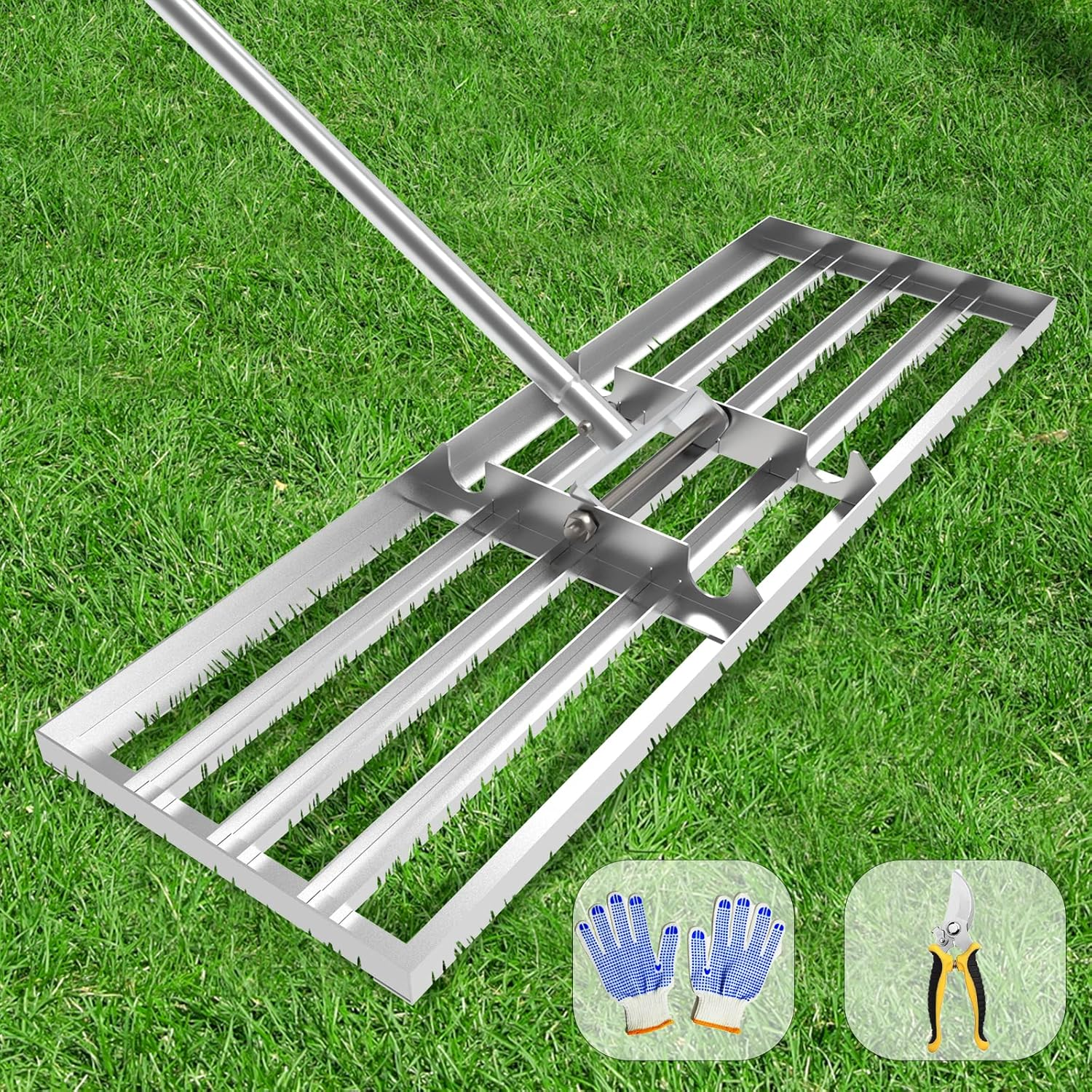 Dremmt Lawn Leveling Rake 30X10 Inch, (Professional-Grade) Lawn Leveler Tool with Stainless Steel Handle Rakes for Lawns Heavy Duty Landscape Rake for Backyard, Garden, Golf Course, Farm, Pasture image number 3
