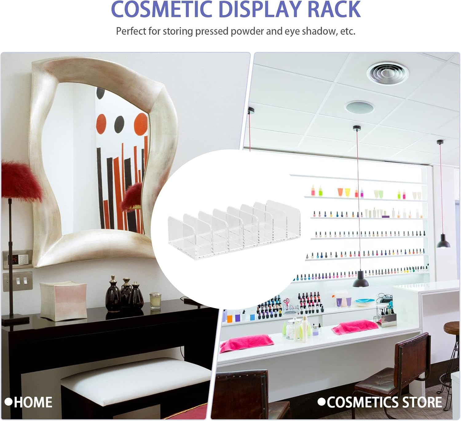 Luxshiny Vertical Makeup Organizer for Eye Shadow Palettes Divided Cosmetic Rack Compartments for Pressed Powder Storage for Vanity Table Organization image number 4