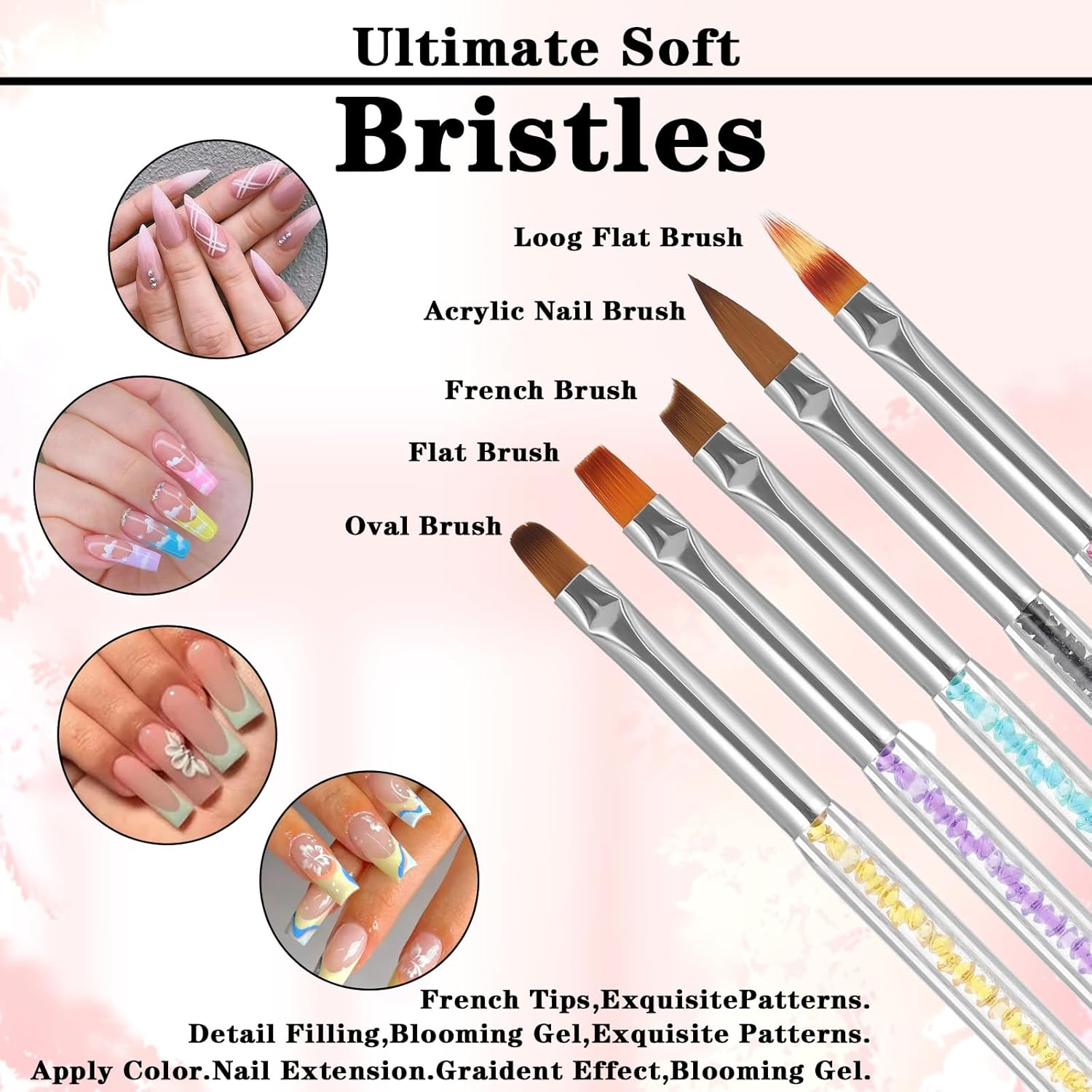 Double End Nail Brush, 10 Pieces Nail Design Brushes for Gel Nails, Acrylic Nail Brush Set with Nail Liner Brush and Dotting Painting Line Pen Nail Art Dotting Tools Professional Manicure Tool Set image number 4