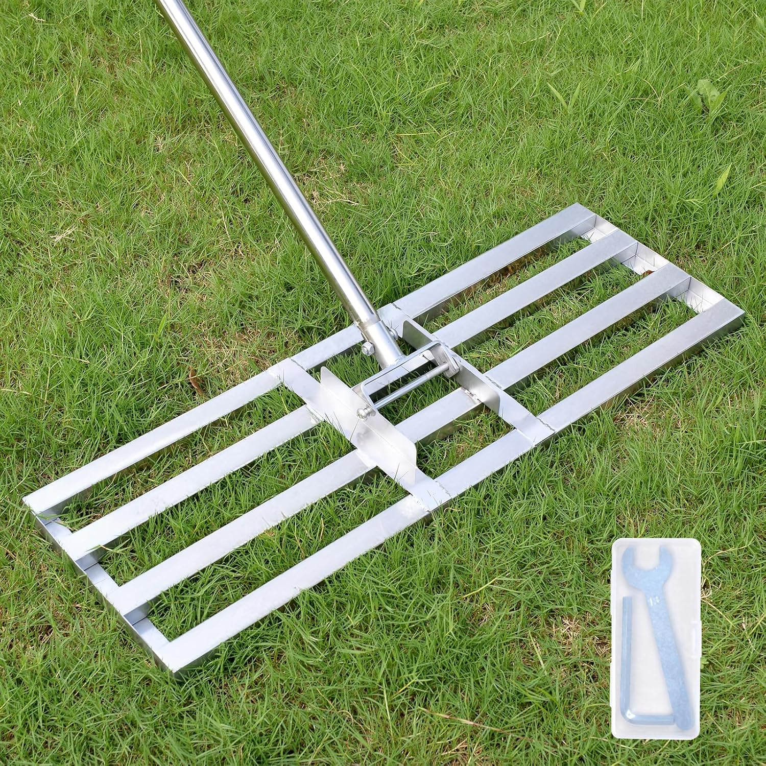 Stansom Lawn Leveling Rake 72X25CM Stainless Steel Lawn Leveler with Adjustable Handle, Heavy Duty Lawn Leveling Tool for Garden Yard image number 2