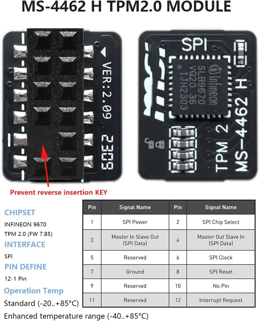 MSI TPM2.0 Security Module 12Pin -SPI for MSI MS -4136-4462 Motherboard image number 3