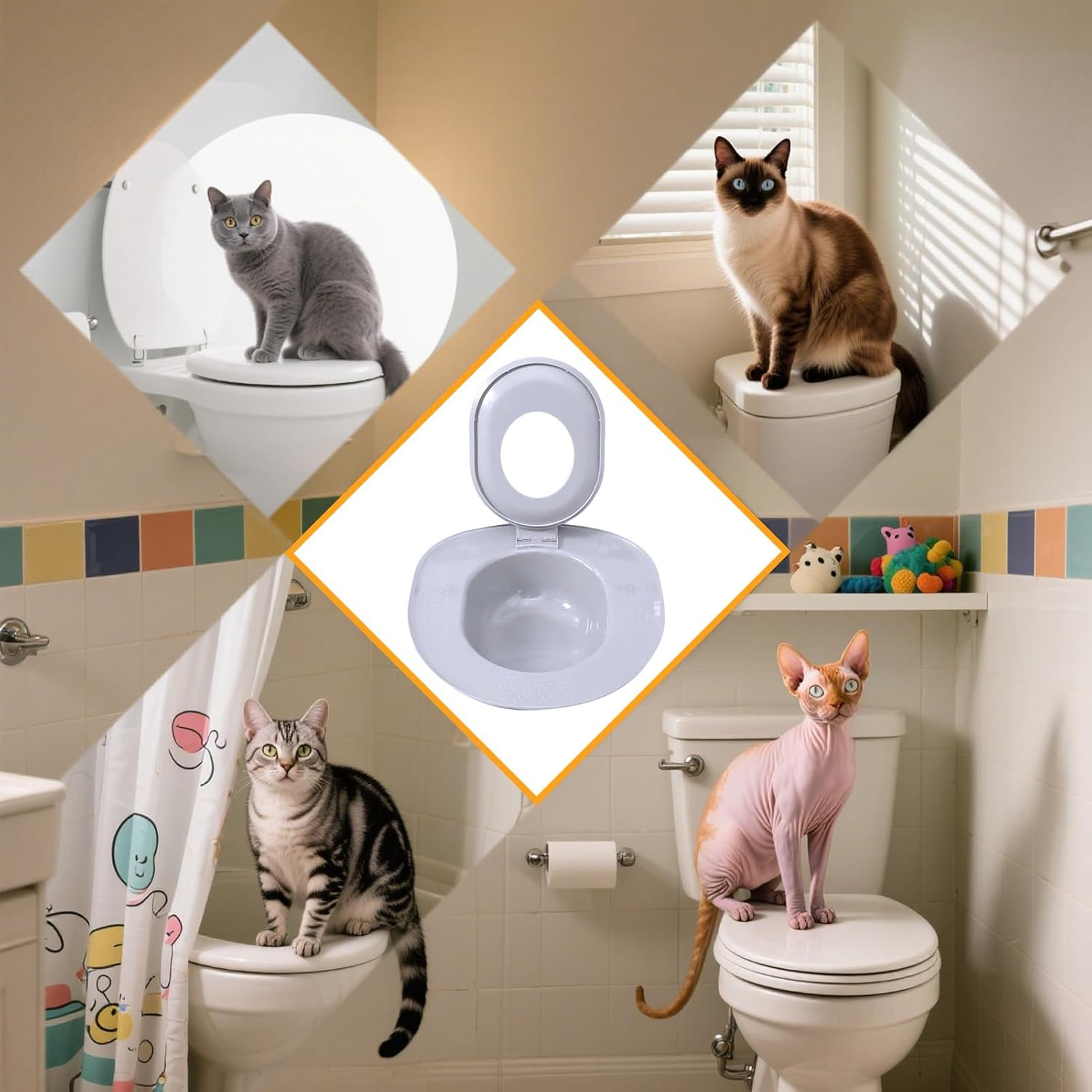 Bomefoi Cat Toilet Seat,Cat Toilet Training Kit - Portable Safe Urinal Potty Reusable Removable for Kitten Pet Travel Home RV - Purple image number 6