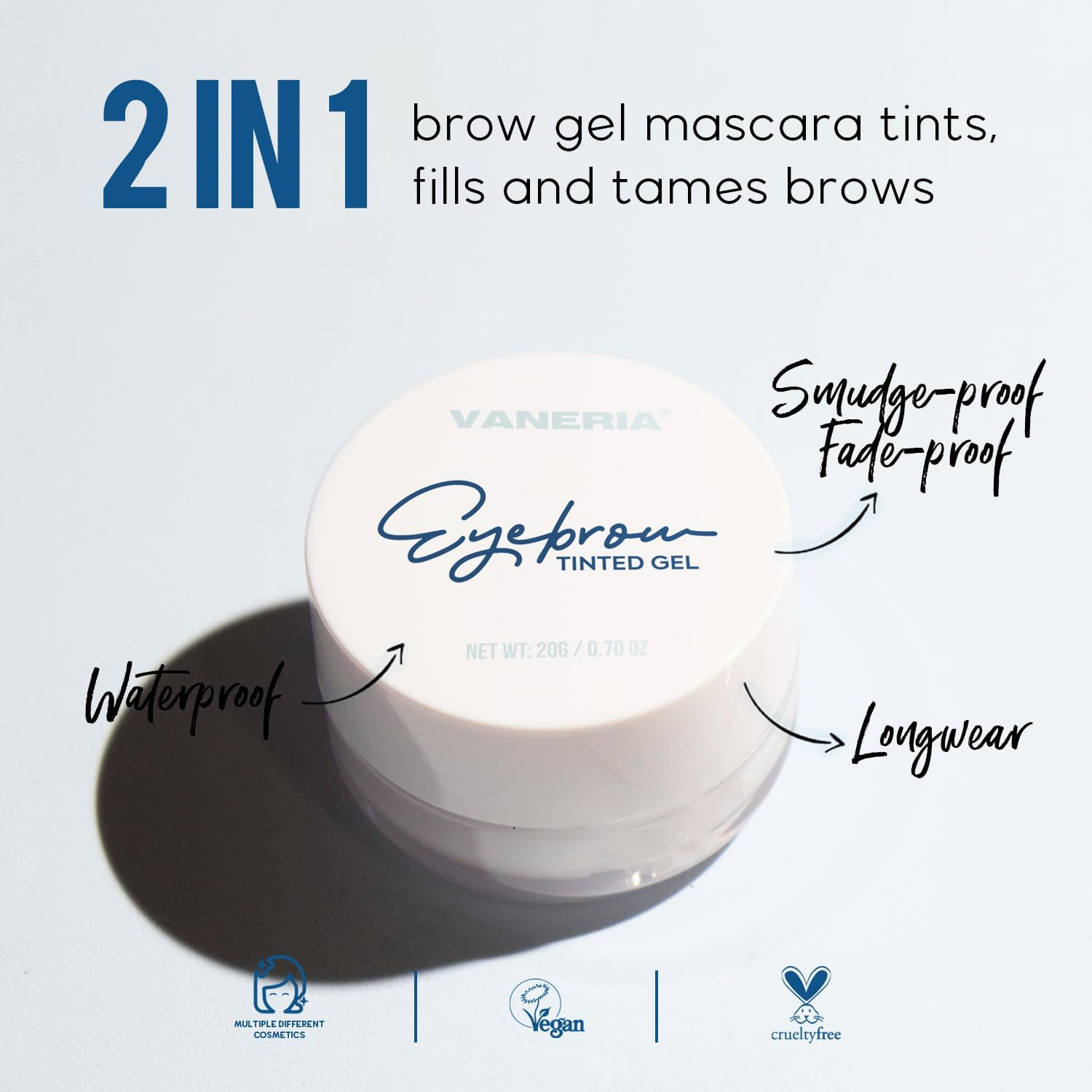 VANERIA Eyebrow Soap Kit Makeup,Shapes,Defines,Fills Brow Makeup,Eyebrow Setting Gel+Eyebrow Tinted Gel+Eyebrow Pen+Eyebrow Brush. (Light Brown) image number 1