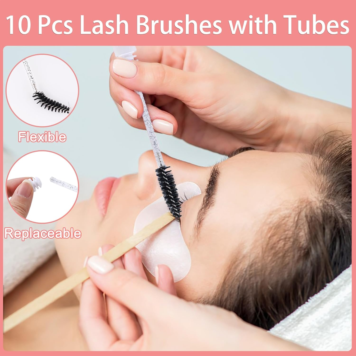 50 Pcs Lash Extension Cleaning Kit for Clients Eyelash Lash Aftercare Kit,10 Pcs Lash Brushes for Cleansing,10 Pcs Eyelash Cleaning Brush with Tubes,10 Pcs Lash Bottles Foam Pump,10 Pcs Eyelash Aftercare Bags,10 Pcs Lash Shampoo Label Stickers for Bottle (Black) image number 5