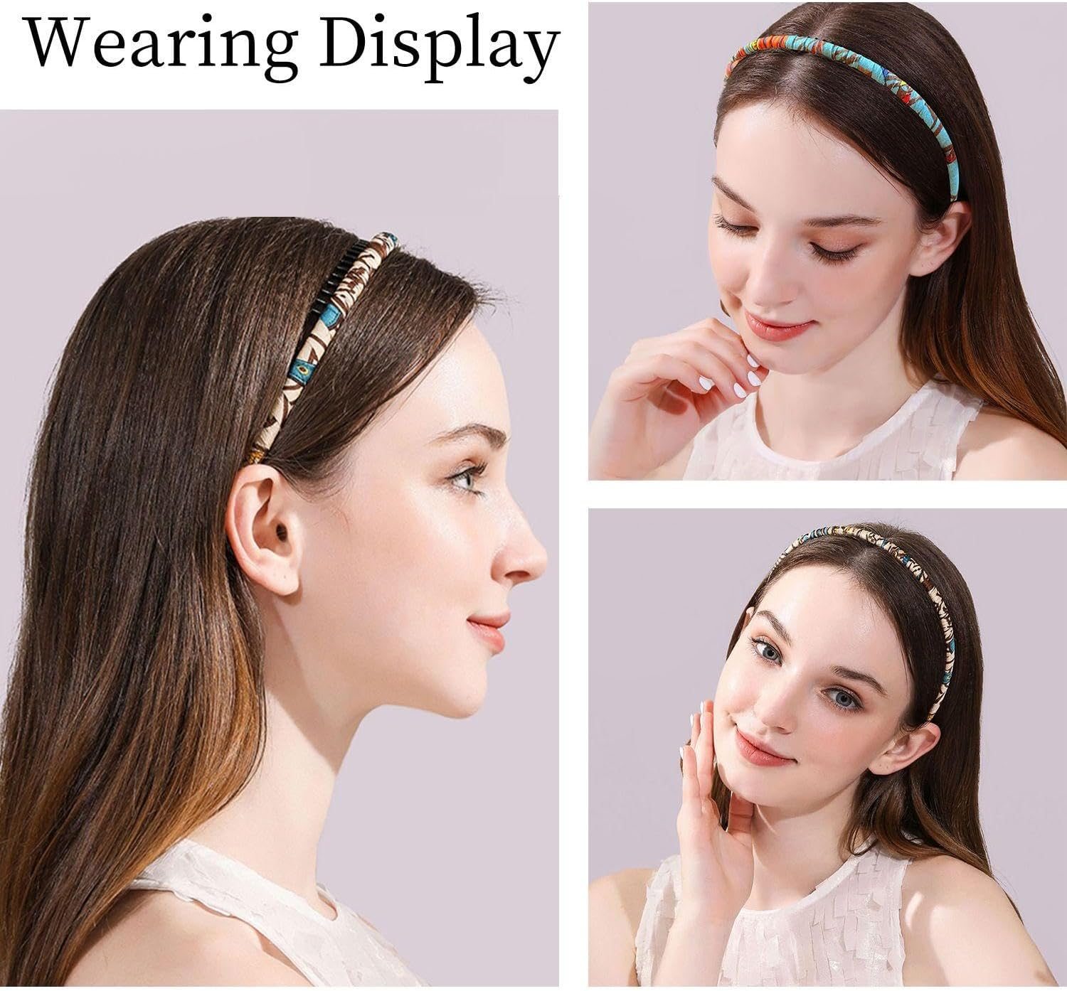 Pack of 6 Flower Headbands, Shark Tooth Headbands, Non-Slip Headbands, Flower Crochet Headbands, Cute Headbands for Girls, Colourful Fashionable Headwear image number 4