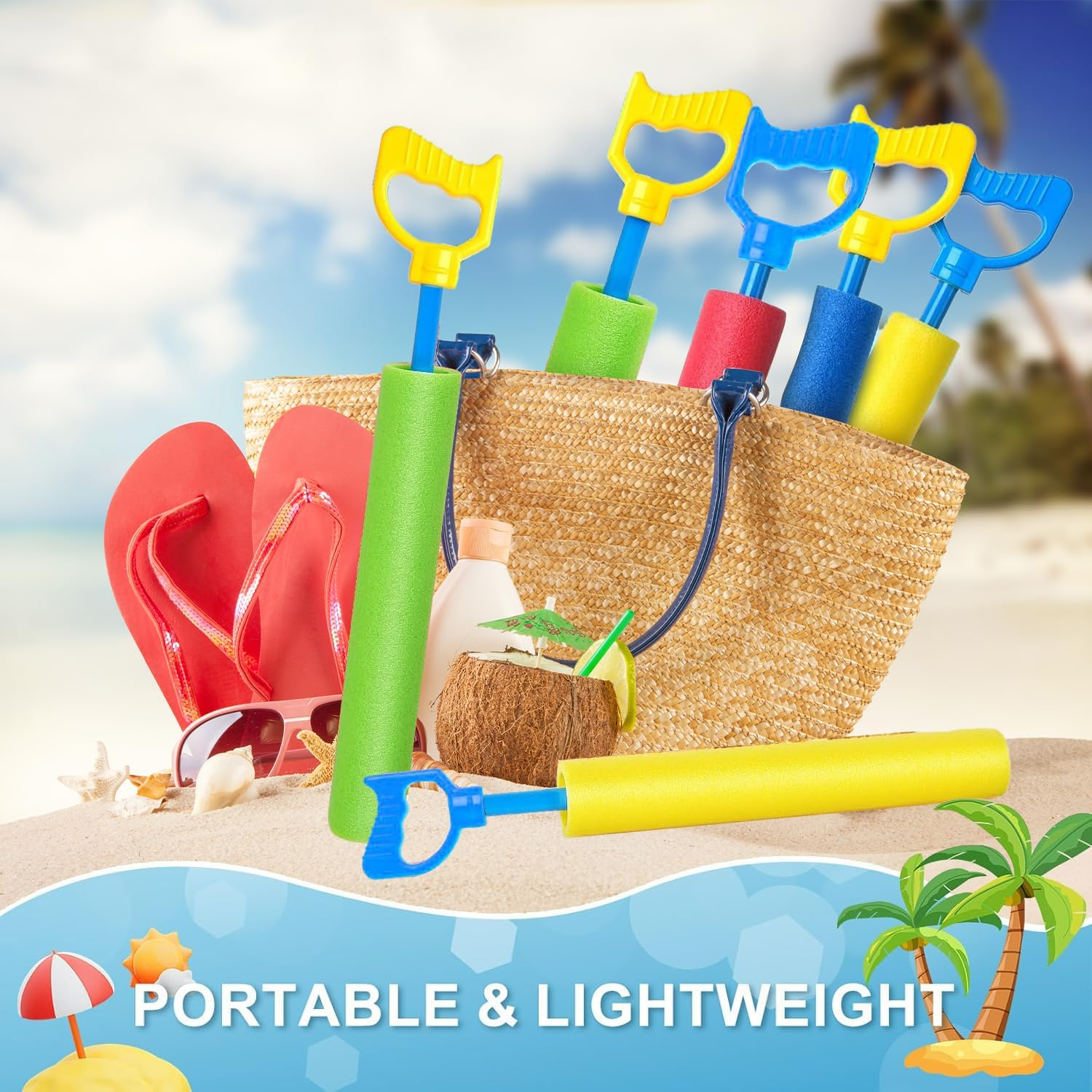 6 Pack Water Blaster Soaker Squirt Guns Set, Super Foam Water Gun Shoots up to 12 Metres,Swimming Pool Beach Summer Party Outdoor Water Pistol Game Fighting Toys for Kids Boys Girls image number 2