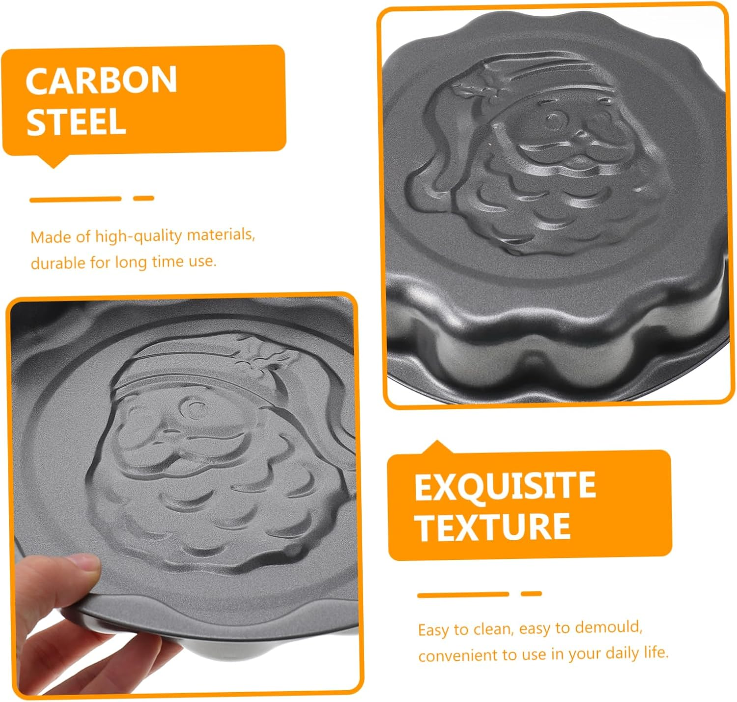 Santa Claus Cake Pan Easy to Clean Stainless Steel Mold DIY Baking Supply Unique Design for Chic Cakes image number 3
