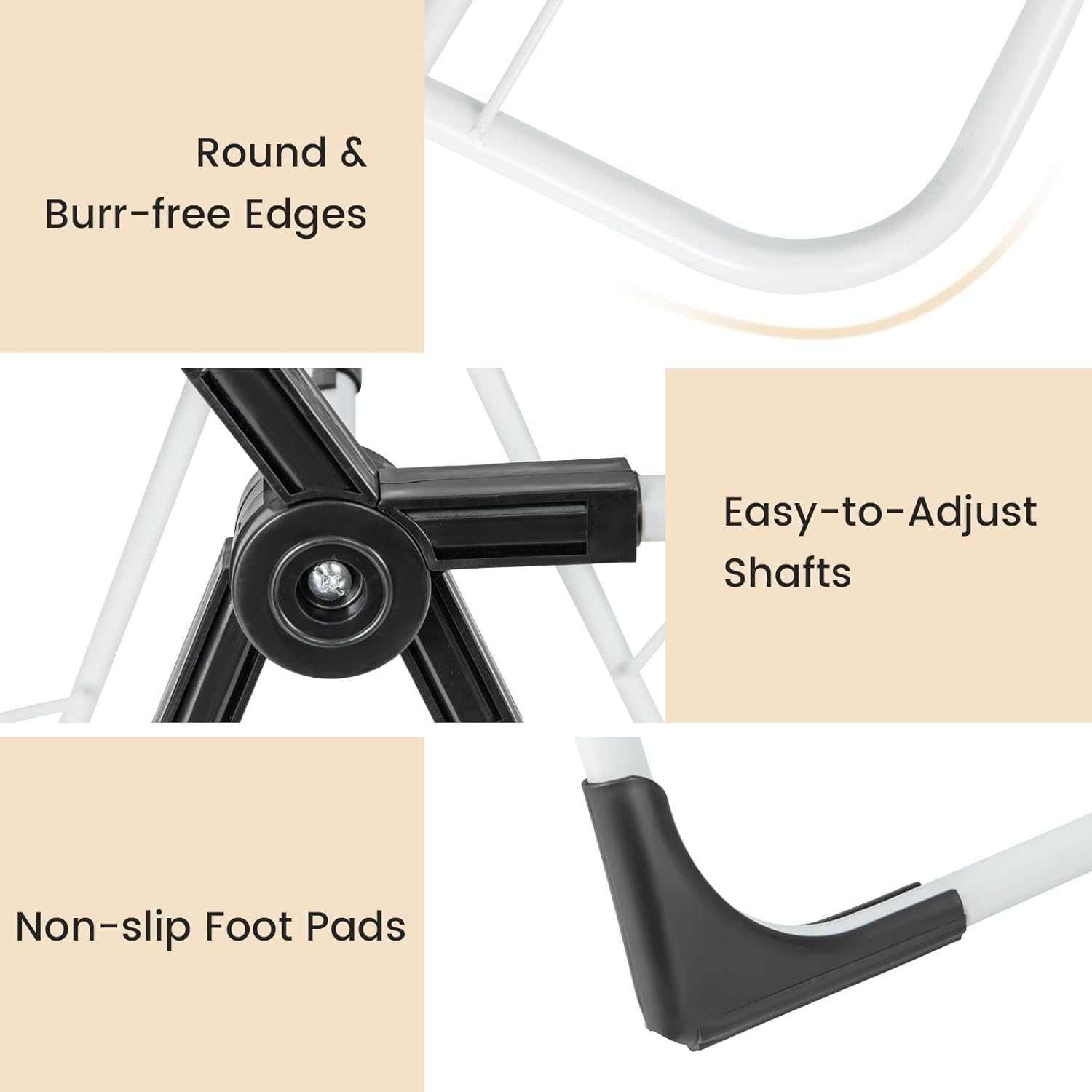 Giantex Folding Clothes Drying Rack, 2-Tier Metal Laundry Drying Rack Laundry Drying Rack with Height-Adjustable Wings, 33 Drying Rails, Middle Sock Clips, Side Wave-Shaped Bars, No Assembly image number 2