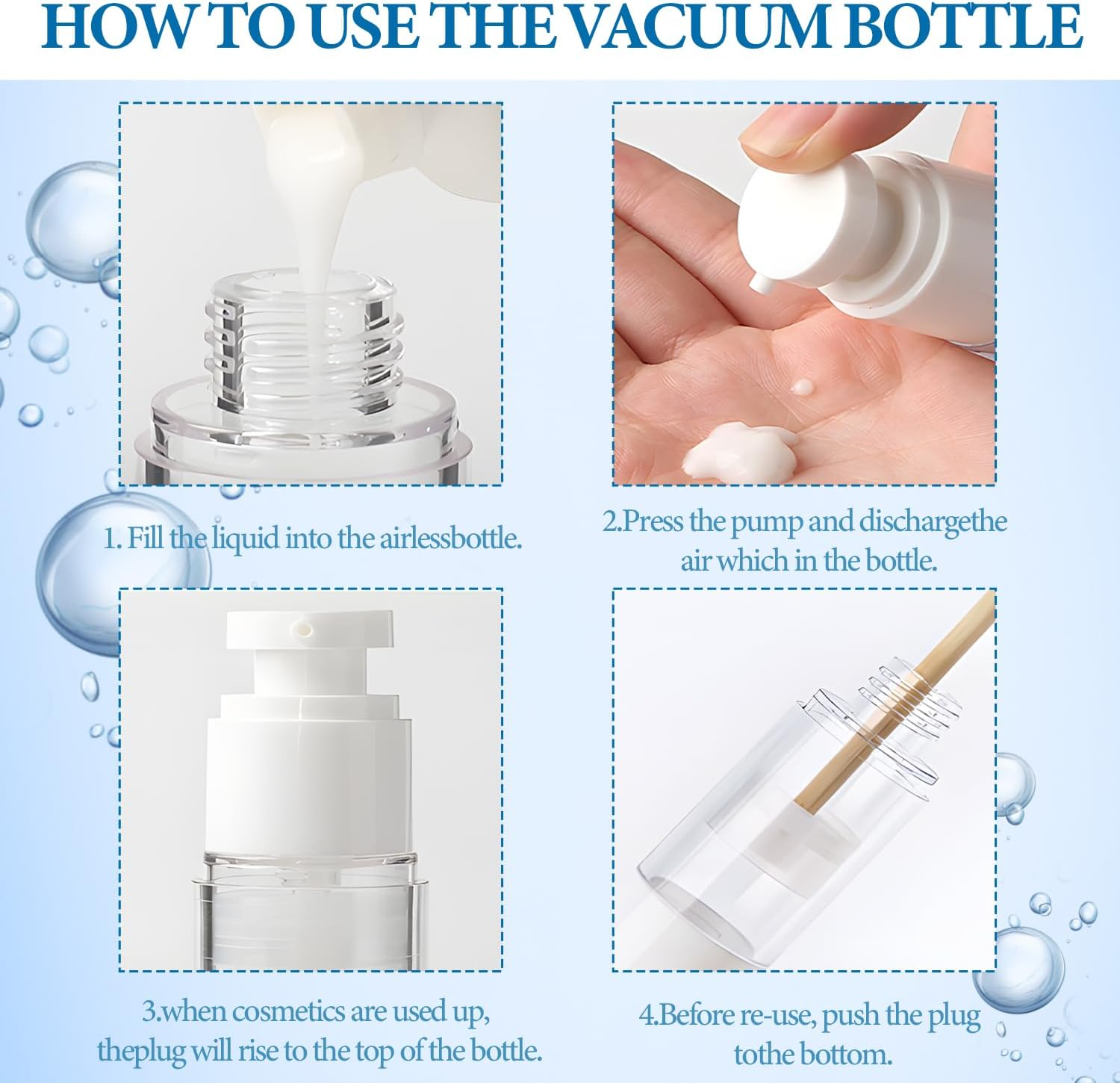 TORMEN 8-Piece Airless Pump Bottle Set,Cosmetic Containers,Lotion Bottles,Spray Bottles- Travel Size, Refillable Vacuum Cosmetic Bottles for Lotion, Liquid,Cream,Toiletries,Skincare & Beauty Products image number 3