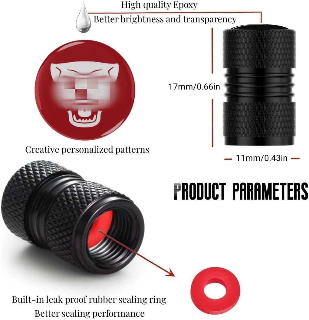 Car Wheel Tire Valve Stem Caps Tire Air Caps Cover Compatible with XE XEL XF XFL XJ F-PACE F-Type and More image number 6