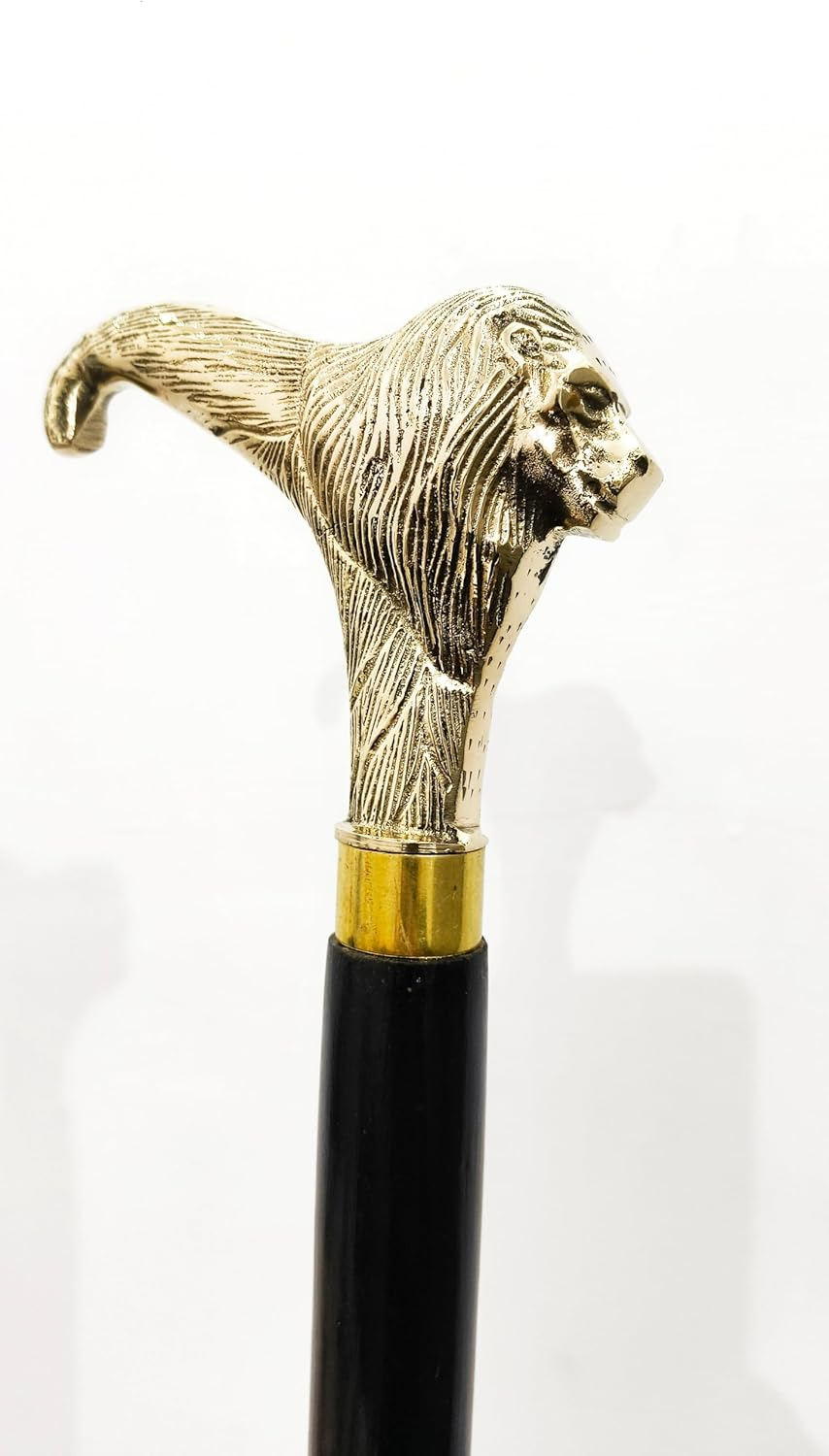 Generic Soild Brass Lion Handle Wooden Walking Stick Vintage Designer Derby Cane Wooden Cane Antique Style