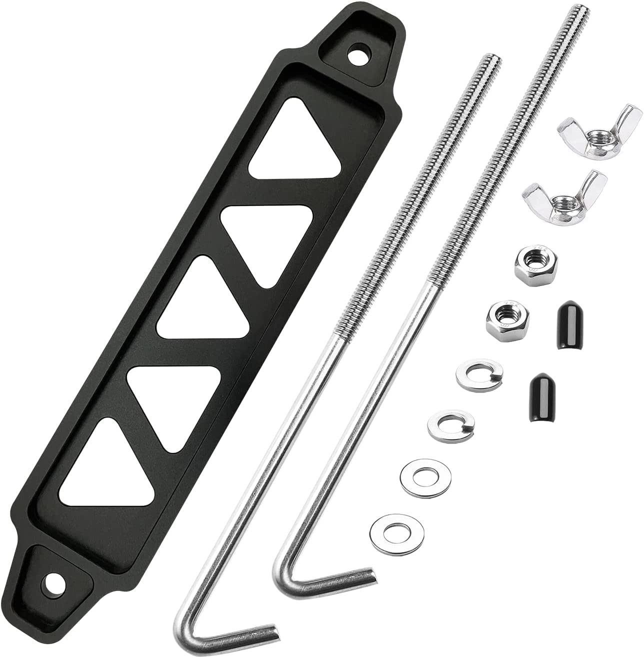Battery Hold down Sets,With Billet Aluminum Battery Tie down Bracket and 18-8(304) Stainless Steel J Bolts