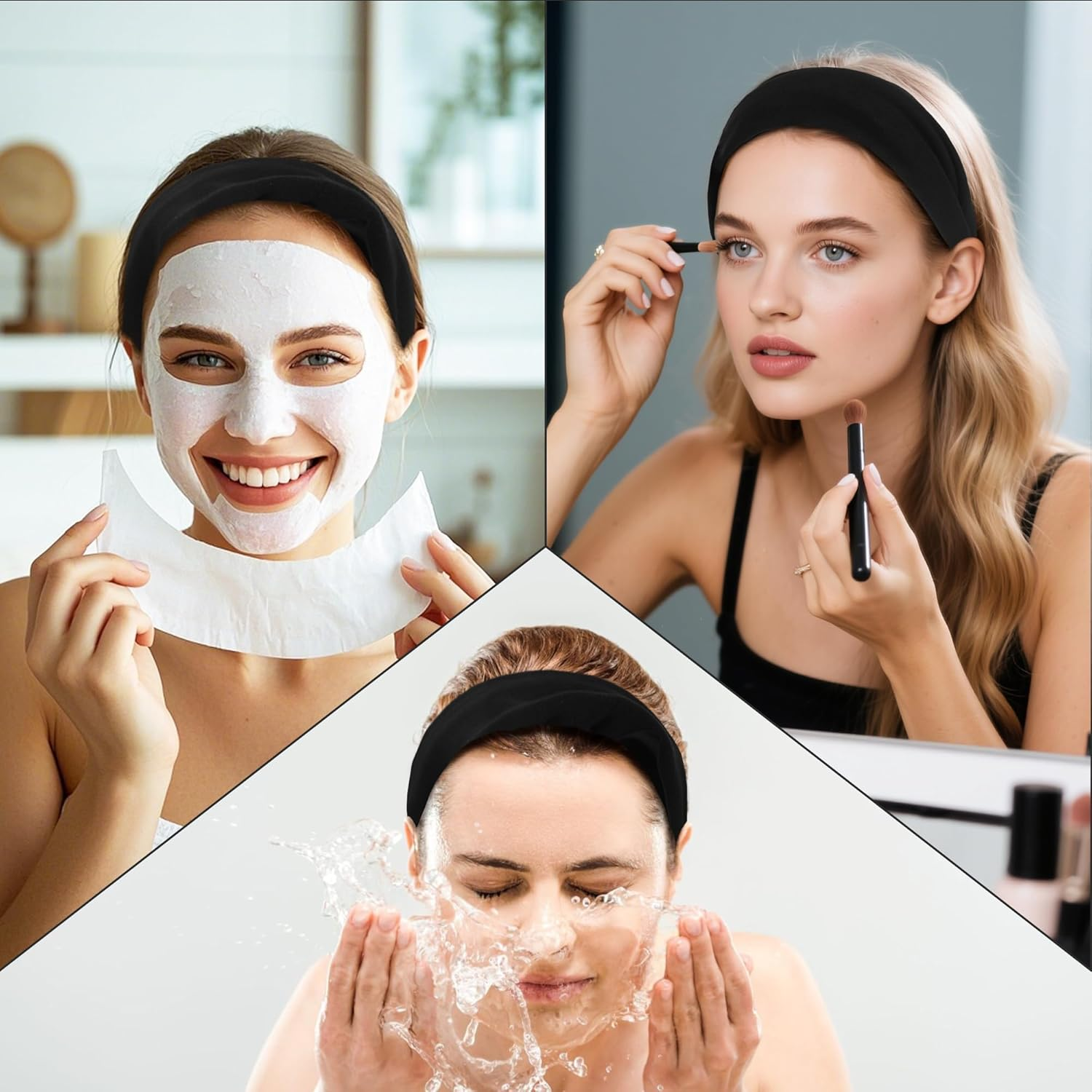 Linkidea 2 Pack Women'S Extra Wide Headbands 2.6" Wide, Soft Stretchy Fabric Non Slip Elastic Hair Band for Girls, Breathable Headbands for Yoga Hair Accessories (Black)