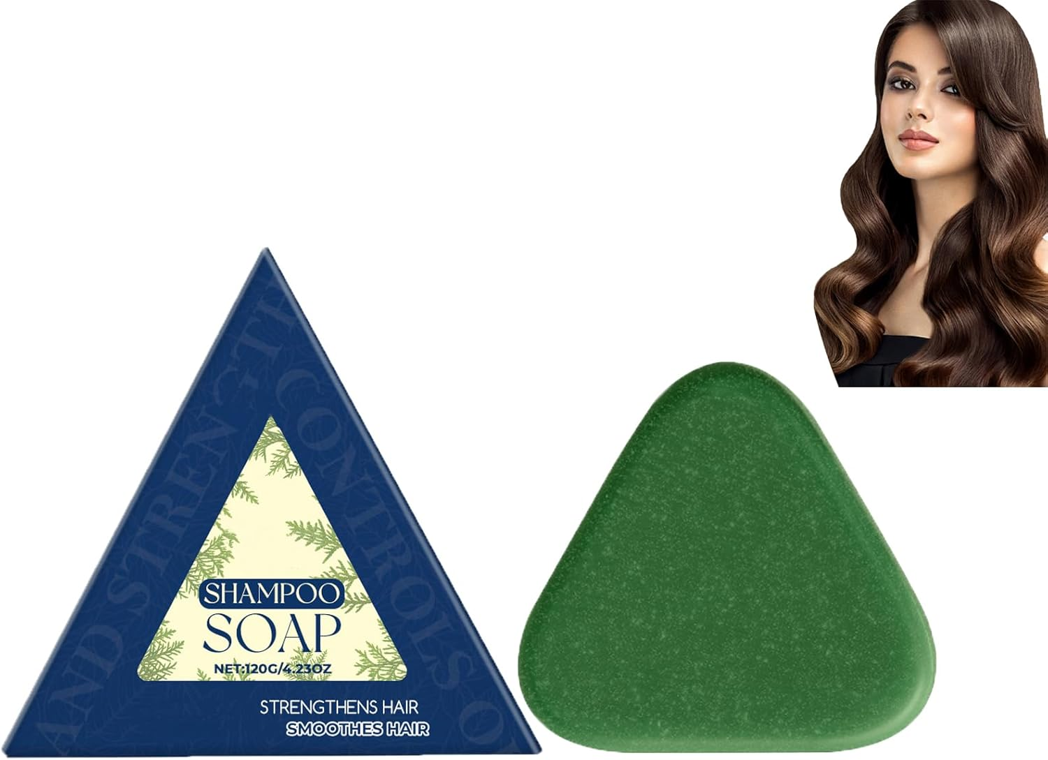 Natural Green Shampoo Bar, Platycladus Orientalis Leaves Soap, Gentle Hair Cleansing & Strengthening for Women and Men, Thickens & Dandruff Hair Care, Promotes Growth, Volumizing (2Pcs)