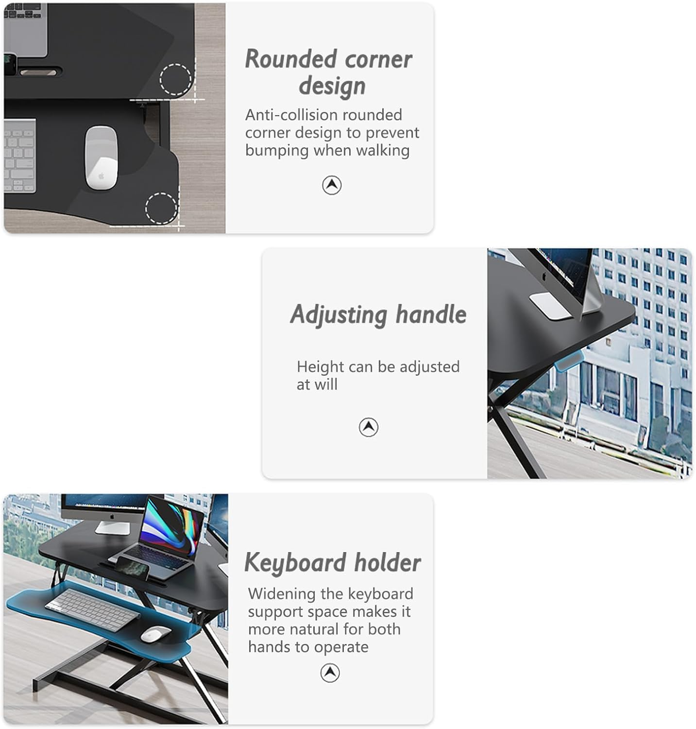 81Cm Height Adjustable Stand up Desk Converter, Sit to Stand Dual Monitor and Laptop Workstation with Wide Keyboard Tray for Office Home image number 4