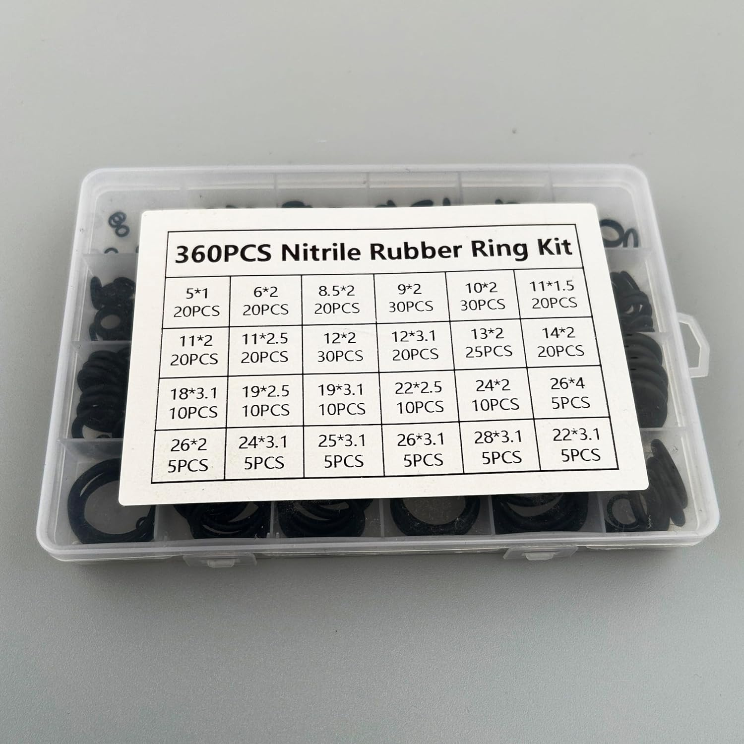 360 Pcs Rubber O Rings Assortment Set,24 Sizes Nitrile Rubber 1Mm 1.5 Mm 2 Mm 2.5Mm 3.1 Mm 4 Mm O Rings with Storage Box for Plumbing,Faucet Tap,Auto Repair,Gas Connection image number 1