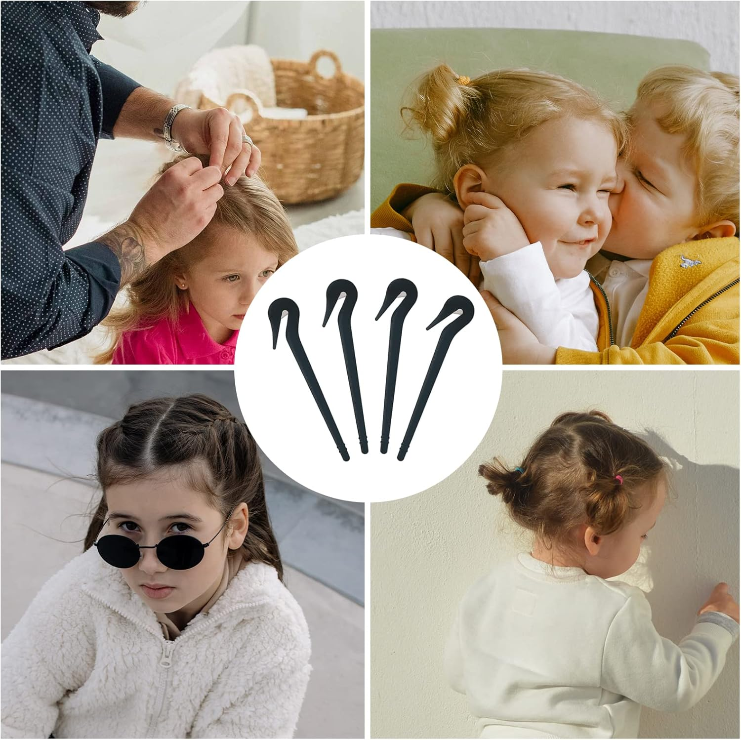 KINBOM 4 Pieces Elastic Cutting Band Cutter Elastic Hair Band Remover Elastic Pony Tip Rubber Band Remover for All Hair Types (Black) image number 4