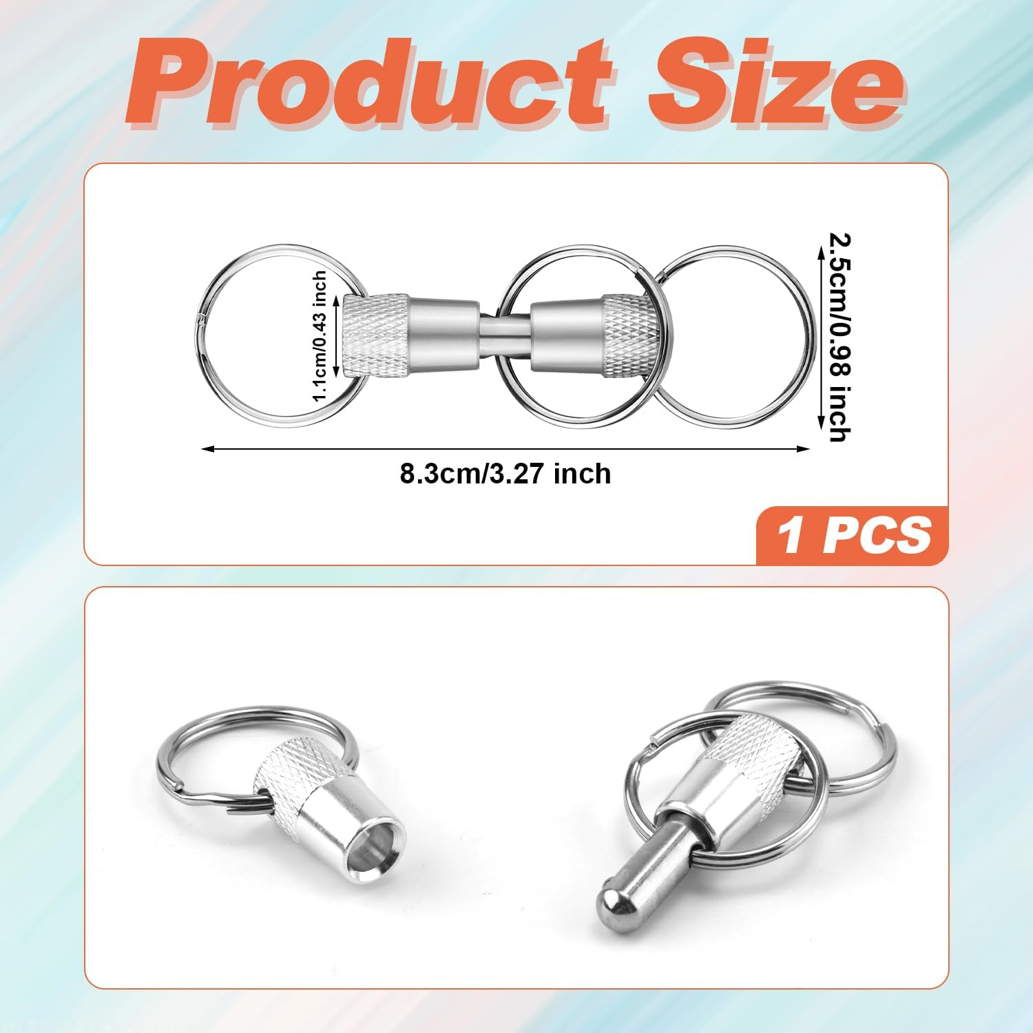 NQEUEPN 3-Way Quick Release Keychain, Detachable Key Rings Pull Apart Separate Quick Disconnect Release Convenient Accessory image number 1