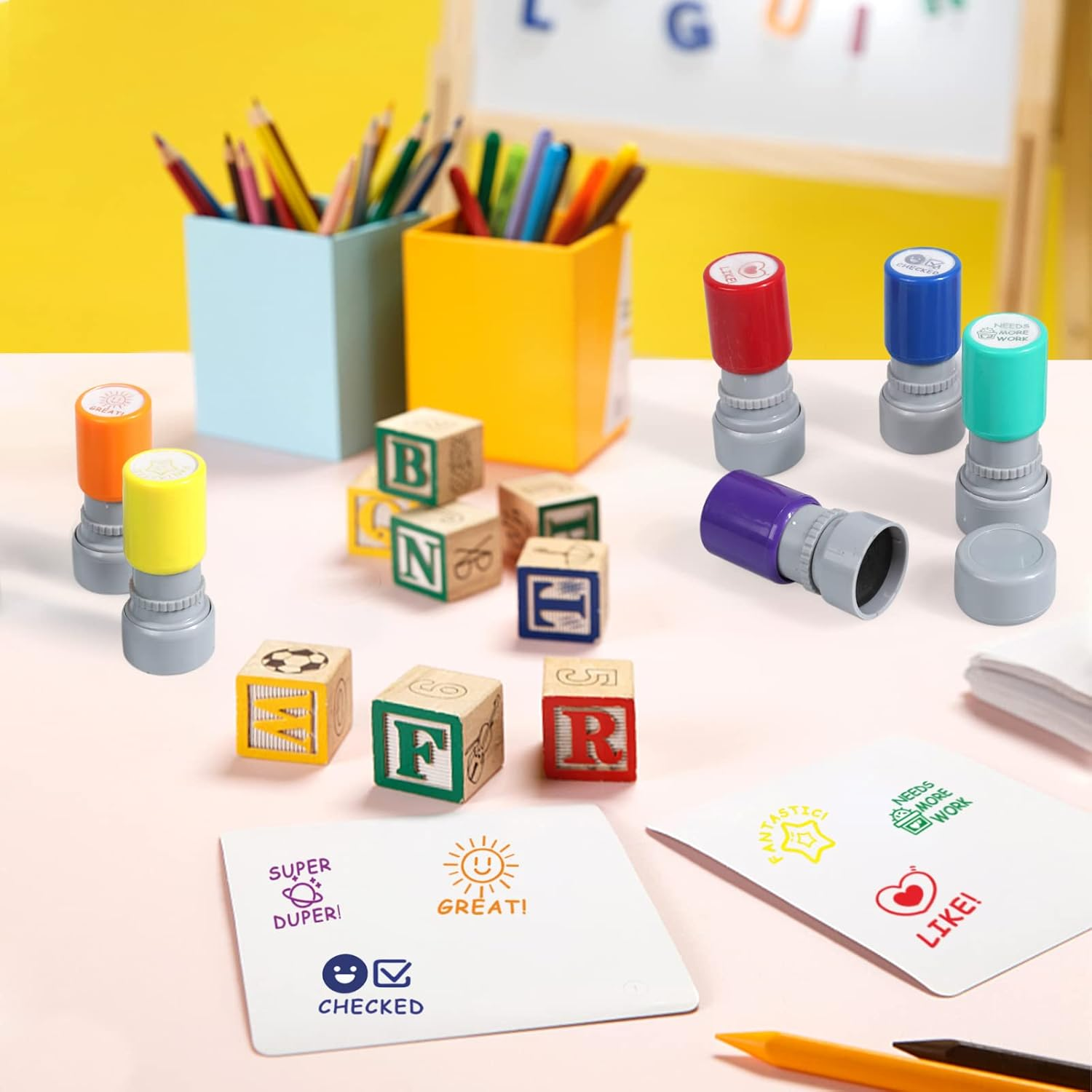 6 Colorful Teacher Stamps - Picture & Behavior Motivation Stamps for Teachers（Styles 2） image number 3