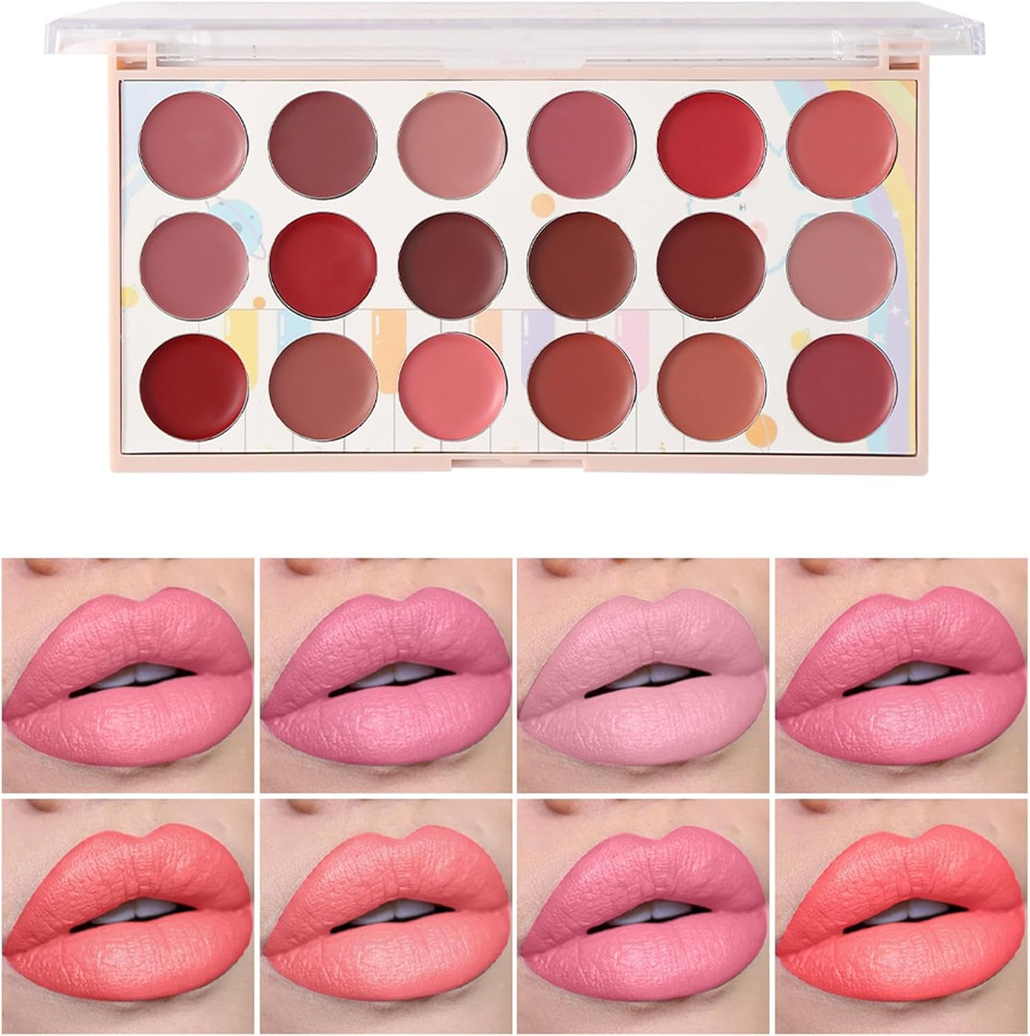 Matte Red Lipstick, Lipstick Palette, 18-Color Lip Gloss, Sweat-Proof Lipstick, Portable Lip Palette, Matte Lip Cream, Long-Lasting Lipstick, Lipstick Set, Red Lipstick Palette for Girls image number 4