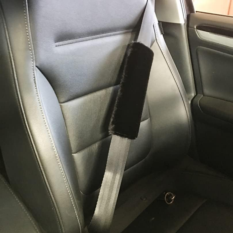 Soft Faux Sheepskin Seat Safety Belt Cover Pad,Car Seat Safety Belt Strap Shoulder Pad for Adults and Children,Suitable for Car Seat Safety Belt,Backpack,Shoulder Bag,2-Pack (Black) image number 3