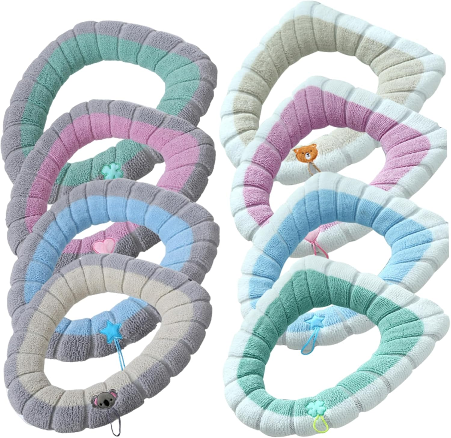 Toilet Seat Covers Toilet Lid Cover 4PCS Soft Toilet Seat Warmer Cushion with Handle Winter Thick Stretchable Washable Bathroom Toilet Seat Cushion Fits All Oval Toilet Seats Type 2 image number 4