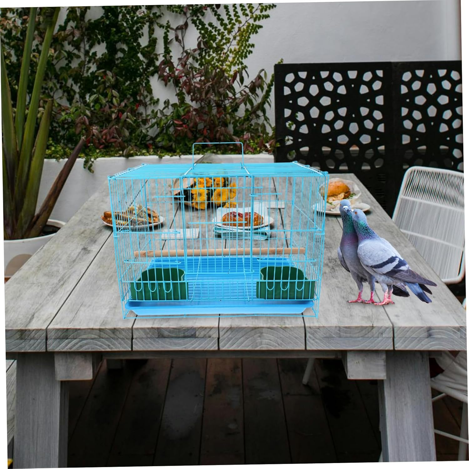 FONDOTIN Portable Bird Cage with Toilet Tray Small Animal Carrier for Parrots and Lovebirds Easy to Clean and Travel-Friendly Design Pet Supply Accessory image number 4
